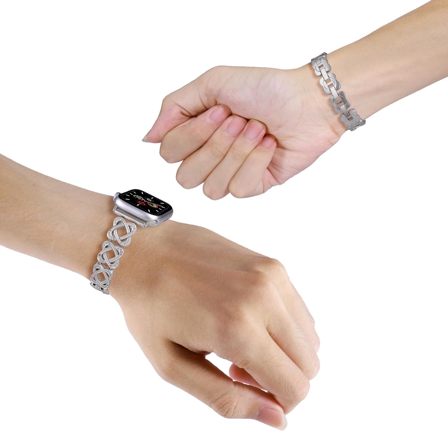 Bling Diamond Metal Bands Compatible with Apple Watch Band 38Mm 40Mm 41Mm 42Mm 44Mm 45Mm 49Mm, Women Jewelry Strap Dressy Links Bracelet for Iwatch Series 9 8 7 6 5 4 3 2 1 SE Ultra