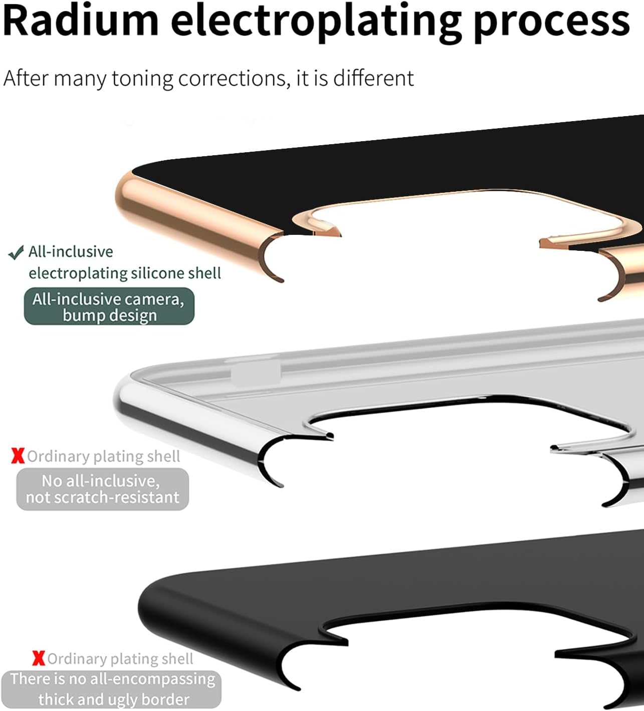 For Samsung Galaxy S22 5G Case, with 2 Screen Protector, Built-In 360° Ring Holder Magnetic Stand, Luxury Electroplated Plating Edge Shockproof Protective Phone Cover, Black