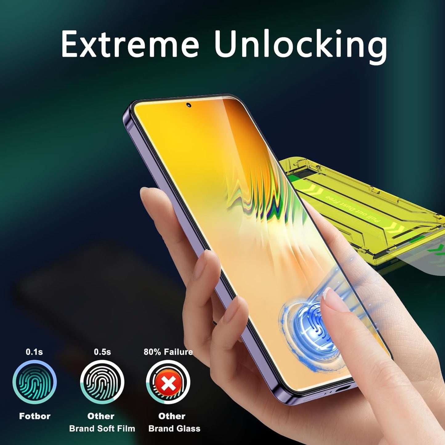 Fotbor [2+3 Pack for Samsung Galaxy S24 plus Screen Protector and Camera Lens Protector, [Dust-Free] Easy Installation, Fingerprint Unlocking Support, 6.7 Inch Tempered Glass, Case Friendly HD Clear