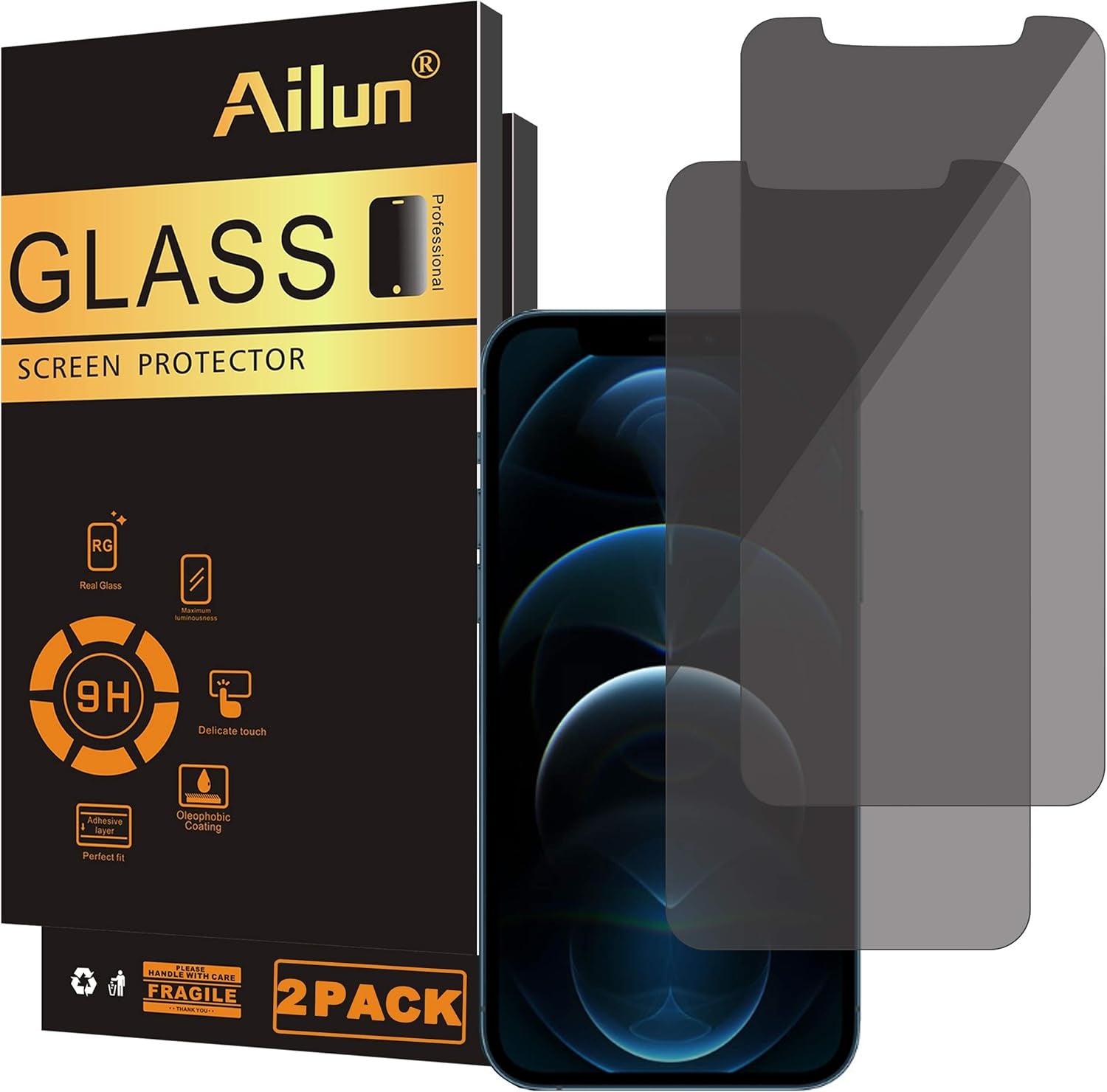 Ailun 3 Pack for Iphone 17 Pro Privacy Screen Protector [6.3 Inch] with Installation Frame, anti Spy Private Tempered Glass Anti-Scratch Case Friendly