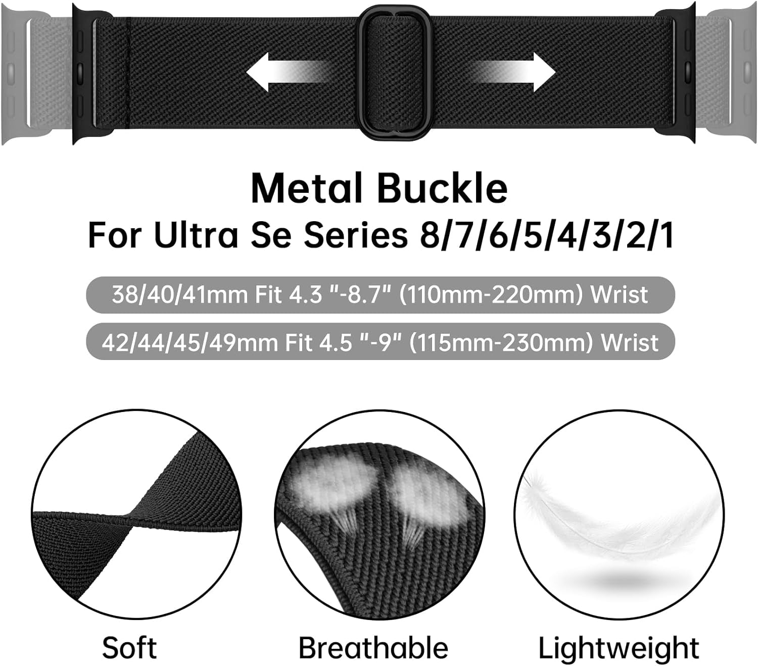 12 Pack Stretchy Nylon Bands Compatible with Apple Watch Band 40Mm 45Mm 44Mm 41Mm 38Mm 49Mm 42Mm for Women Men,Elastic Solo Loop Braided Straps for Iwatch Band Series 9 SE 8 7 6 5 4 3 2 1 Ultra 2/1