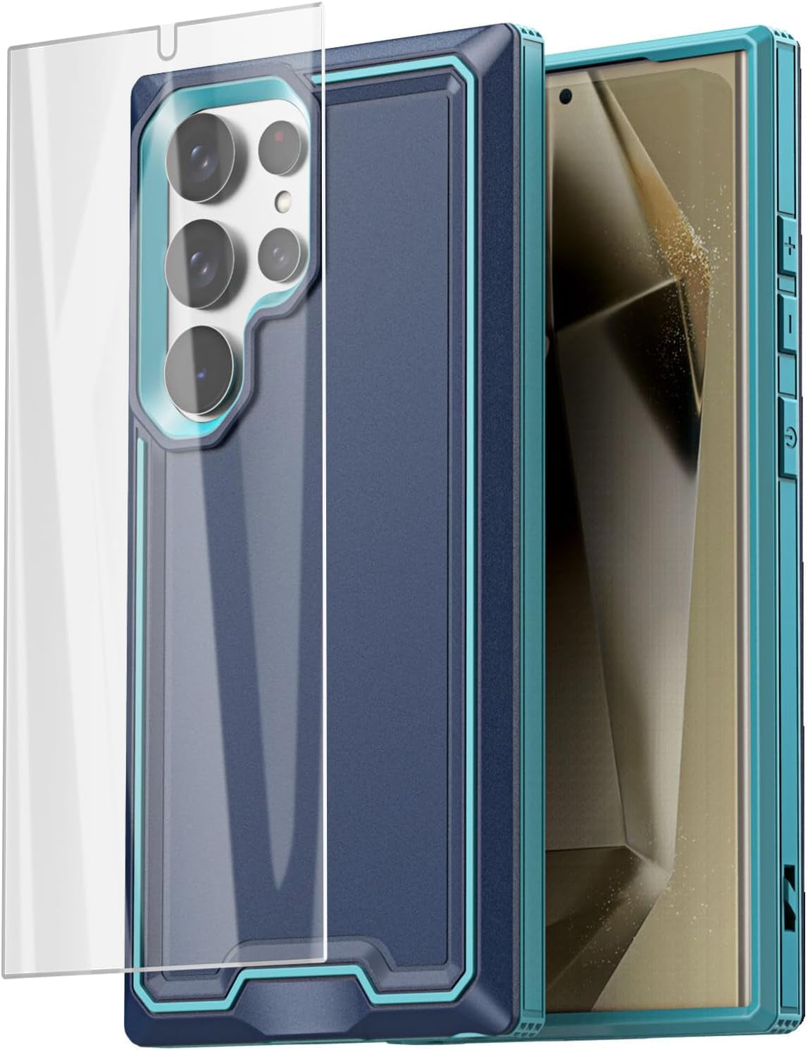 Aicase for Samsung Galaxy S24 Ultra Case with Glass Screen Protector,Heavy Duty Drop Protection Full Body Rugged Shockproof Military Protective Tough Durable Cover for Galaxy S24 Ultra 6.8" 5G 2024_1