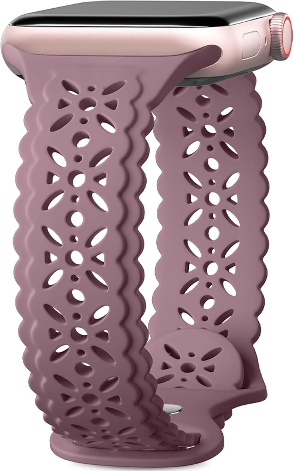 Getino Lace Silicone Band Compatible with Apple Watch Bands for Women 40Mm 41Mm 38Mm 44Mm 45Mm 42Mm 49Mm, Breathable Hollow-Out Sport Strap Slim Thin Bands for Iwatch SE Series 9 8 7 6 5 4 3 2 1 Ultra