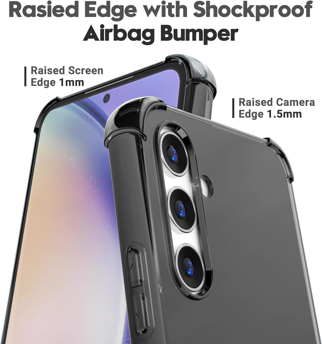 For Samsuang Galaxy A54 5G Case Clear, Transparent Jelly Protective Silicone Phone Case Design for Women Girly Cute Simple, Thin Slim Fit Soft Flexible TPU Shockproof Bumper, Clear Black