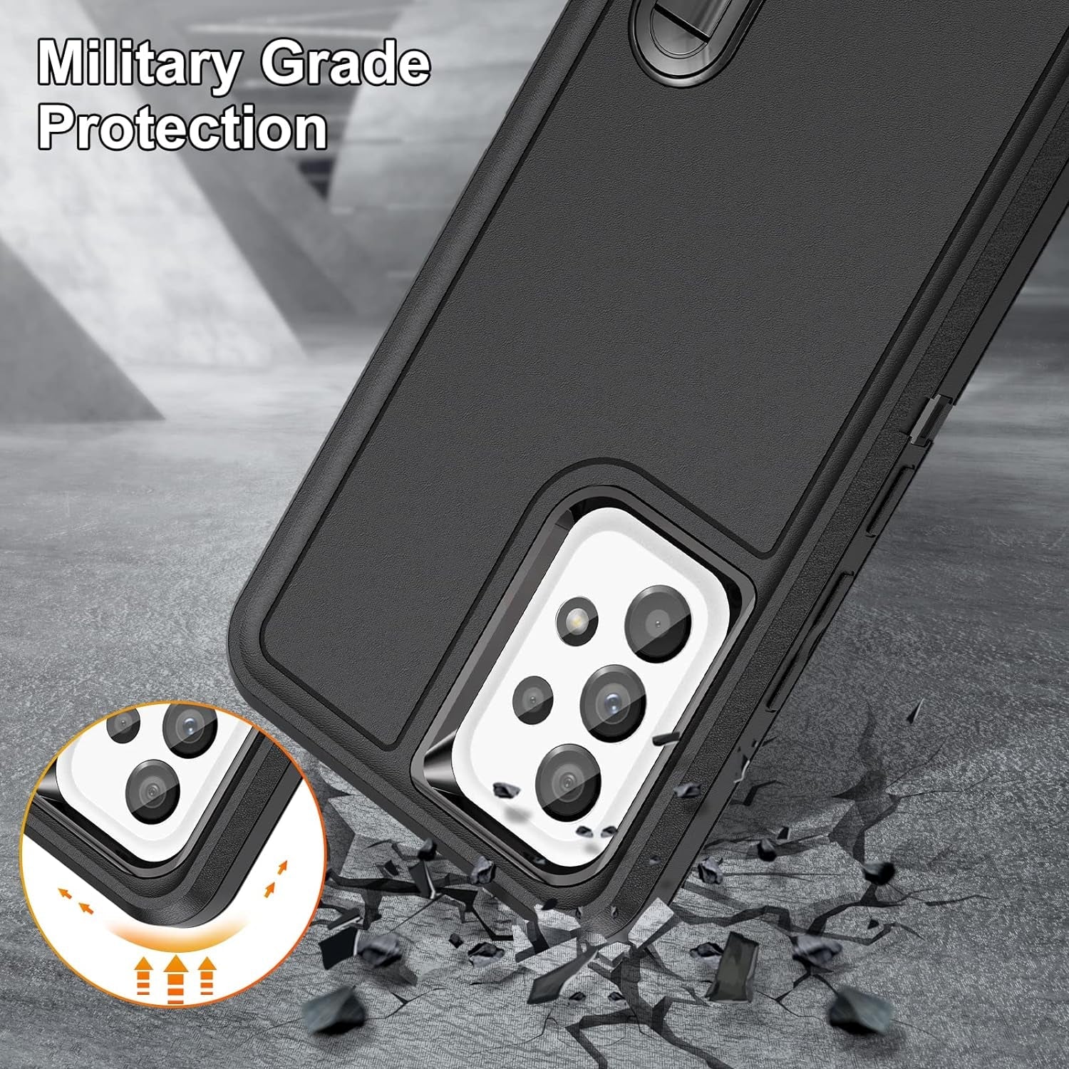 For Samsung Galaxy A53 5G Case, Samsung A53 5G Phone Case with Built in Kickstand, Shockproof/Dustproof/Drop Proof Military Grade Protective Cover for Galaxy A53 5G,Black