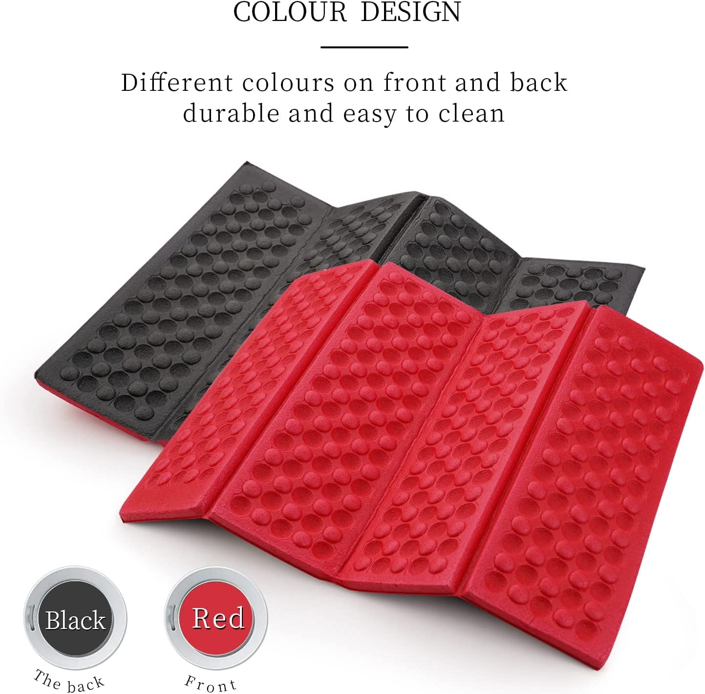 Acecamp 3940 Portable Lightweight Mini Waterproof Folding Mat, Foam Sitting Pad for Outdoor Activities, Foldable Kneeling and Seat Cushion for Comfort, Red