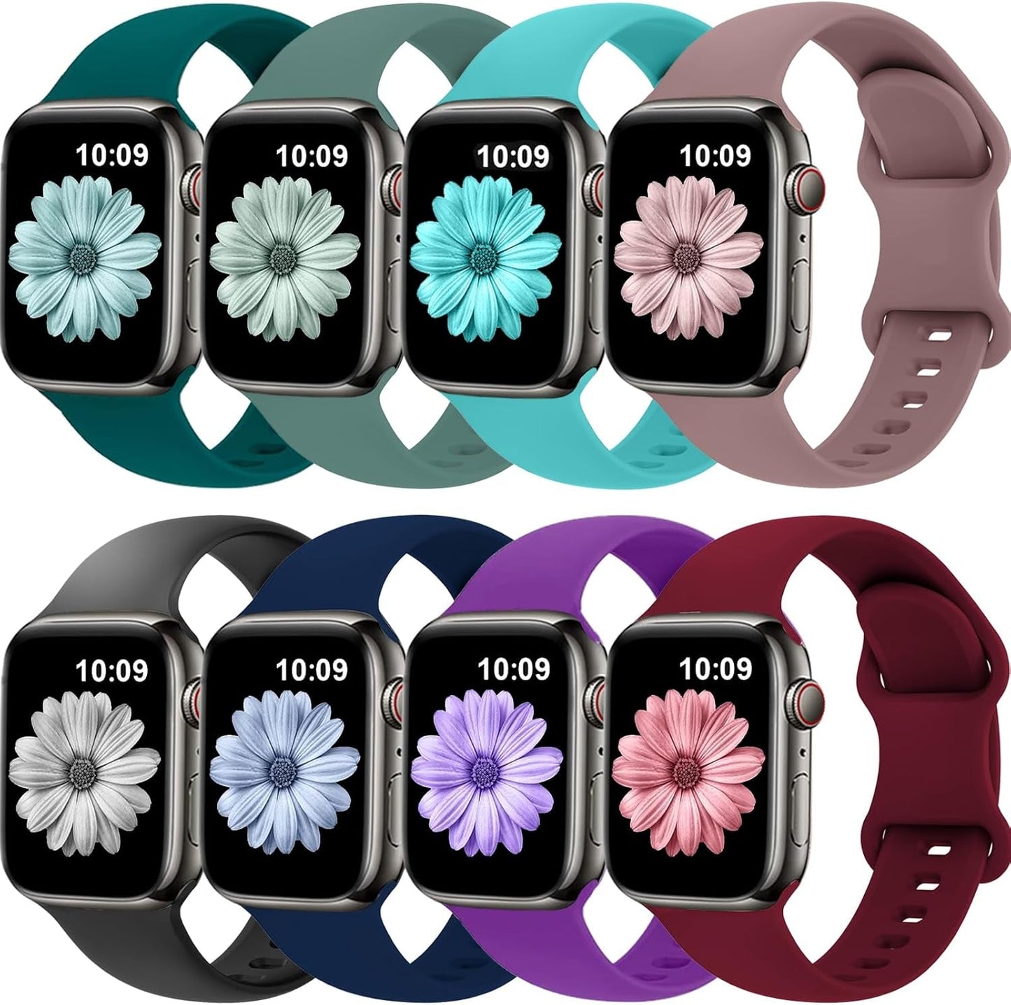 Bands Compatible with Apple Watch Band 38Mm 40Mm 41Mm 42Mm 44Mm 45Mm 49Mm for Women Men,Silicone Iwatch Bands Replacement Strap Wristbands for Iwatch Series 9 8 7 6 5 4 3 2 1 SE Ultra.