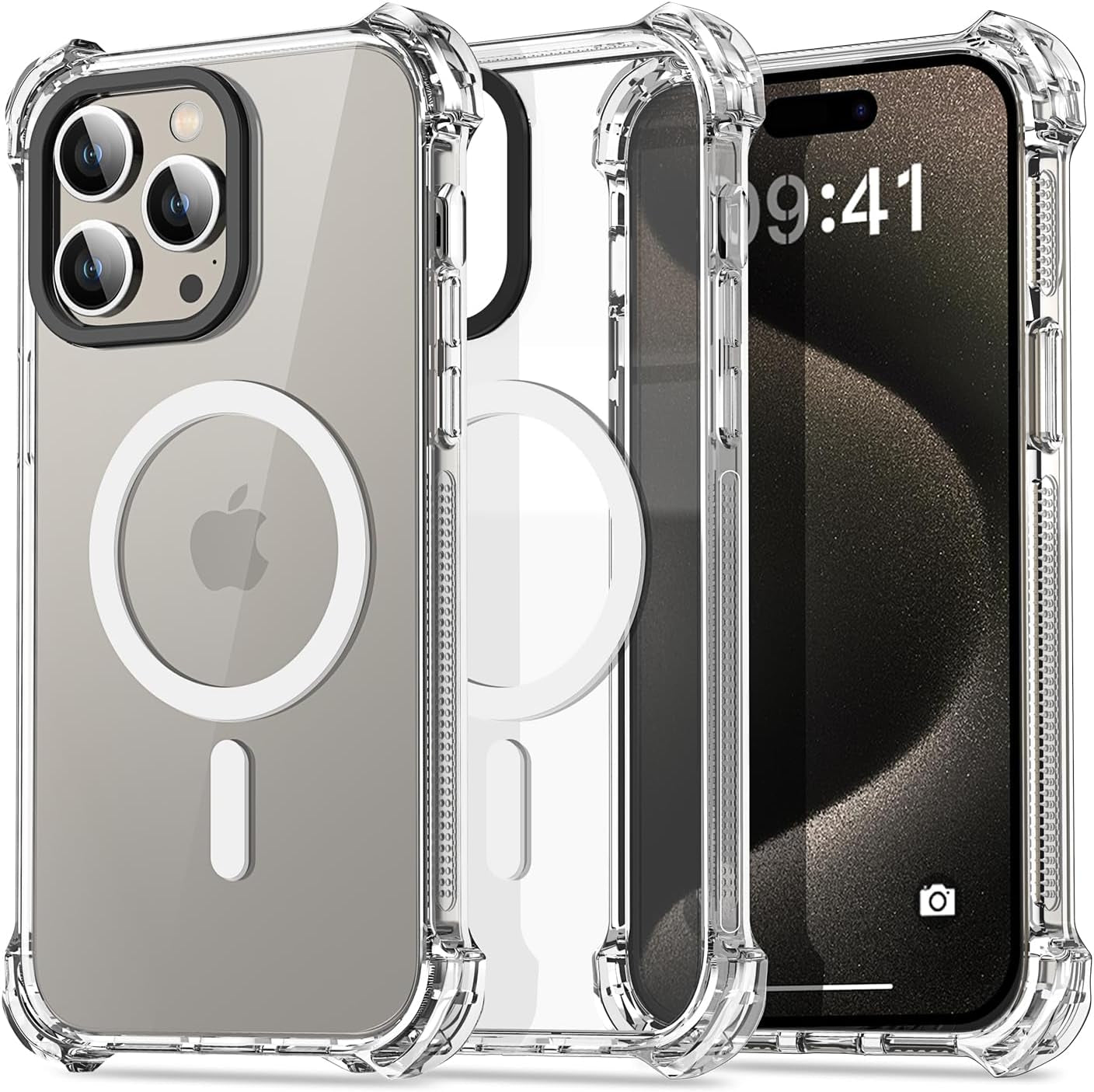 Aicase Clear Blue Bounce Case Compatible with Iphone 15 Plus, Impact Shockproof [Non-Yellowing] [21.3 FT Military Drop Protection] Anti-Scratch Protective Cell Phone Cover  AICase Clear/Mag 15 Pro 