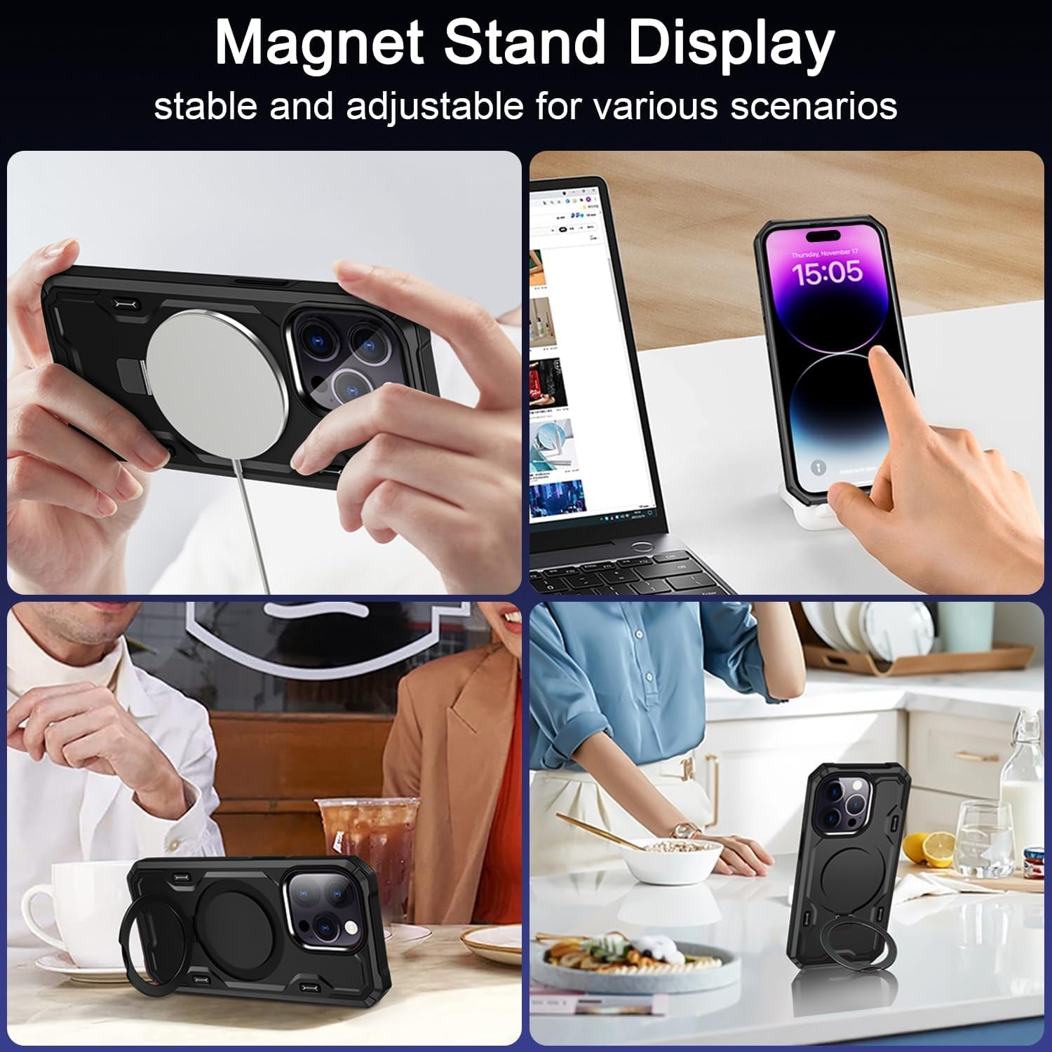 Lokyoo for Iphone 14 Pro Max Case, [Compatible with Magsafe] [Invisible Built in Stand & Ring Holder] Mil-Grade, Dual Layer Shockproof Full Protective Case for 14 Pro Max-Black  Lokyoo   