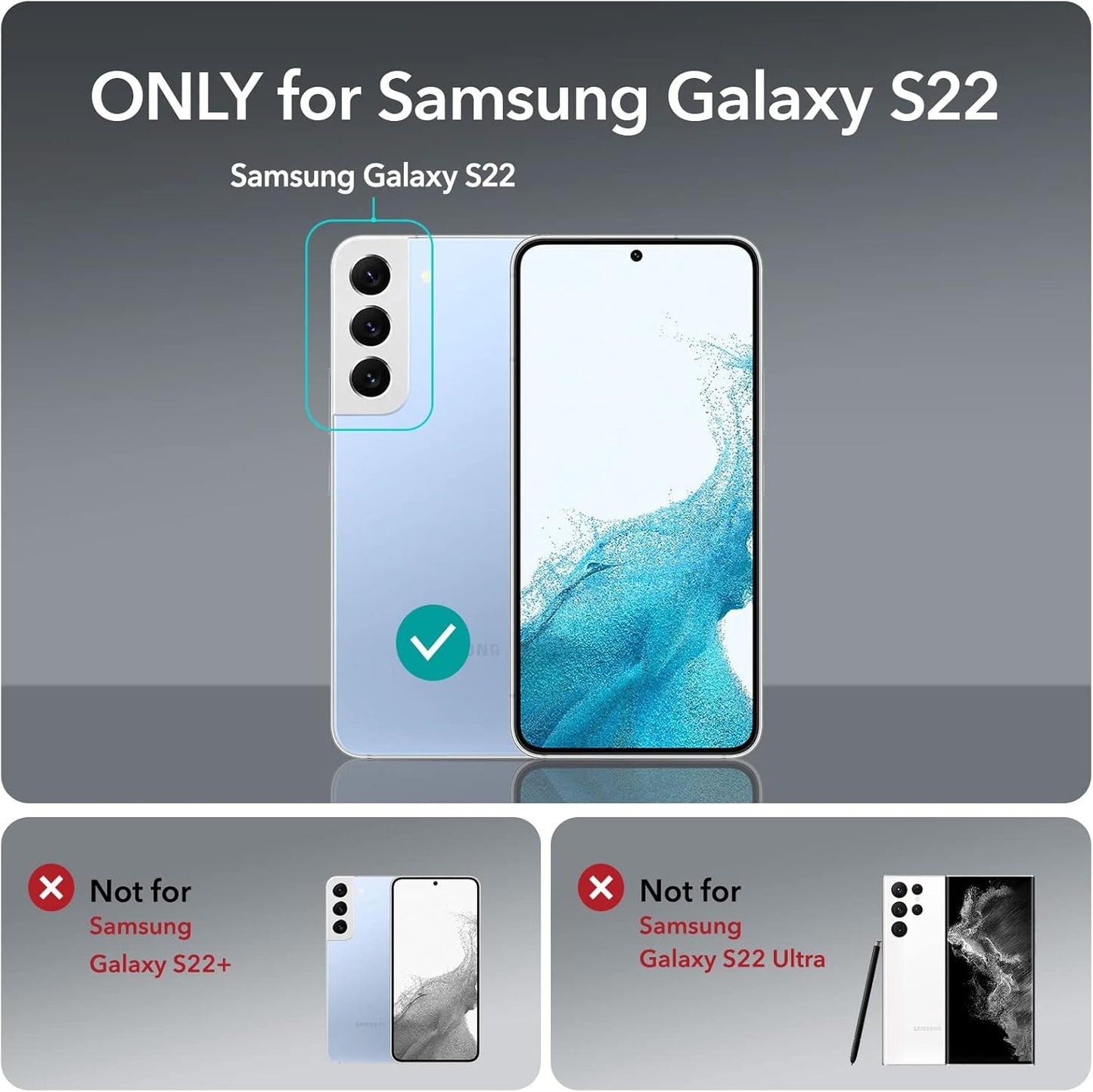 ESR Metal Kickstand Case Compatible with Samsung Galaxy S22 (6.1 Inch) (2022), Versatile Patented Kickstand, Slim Flexible Back Cover, Black