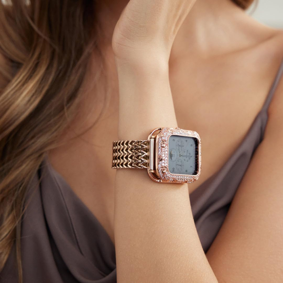 Fashion Mesh Metal Watch Band Compatible with Apple Watch Band 41Mm 40Mm 38Mm, Secure and Adjustable, High Quality Stainless Steel Metal Replacement Adjustable Wristband for Iwatch Series Ultra/Ultra2/9/8/7/6/5/4/3/2/1 Se Men and Women