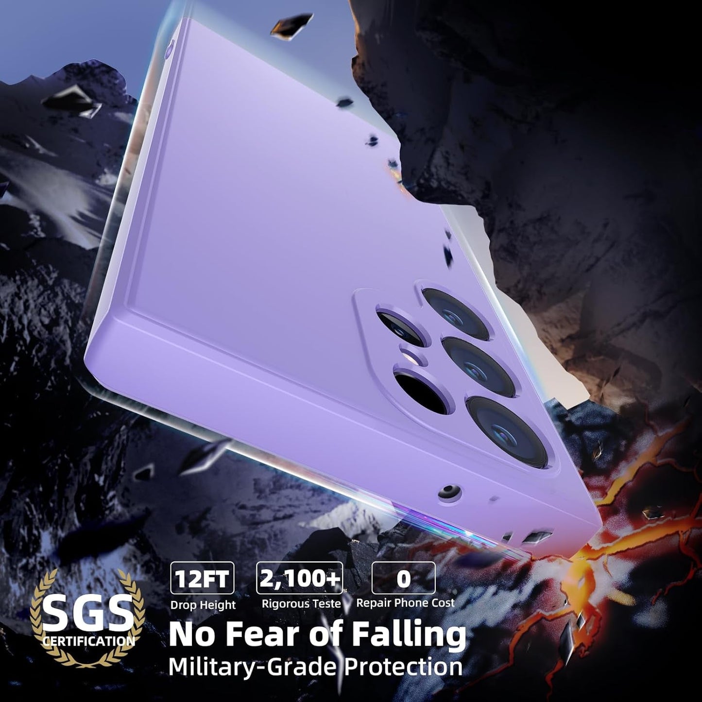 For Samsung Galaxy S22+ plus Case,Compatible with Magnetic, [Military Grade Drop Tested] Shockproof Slim Thin Phone Case,8-S22P-Purple