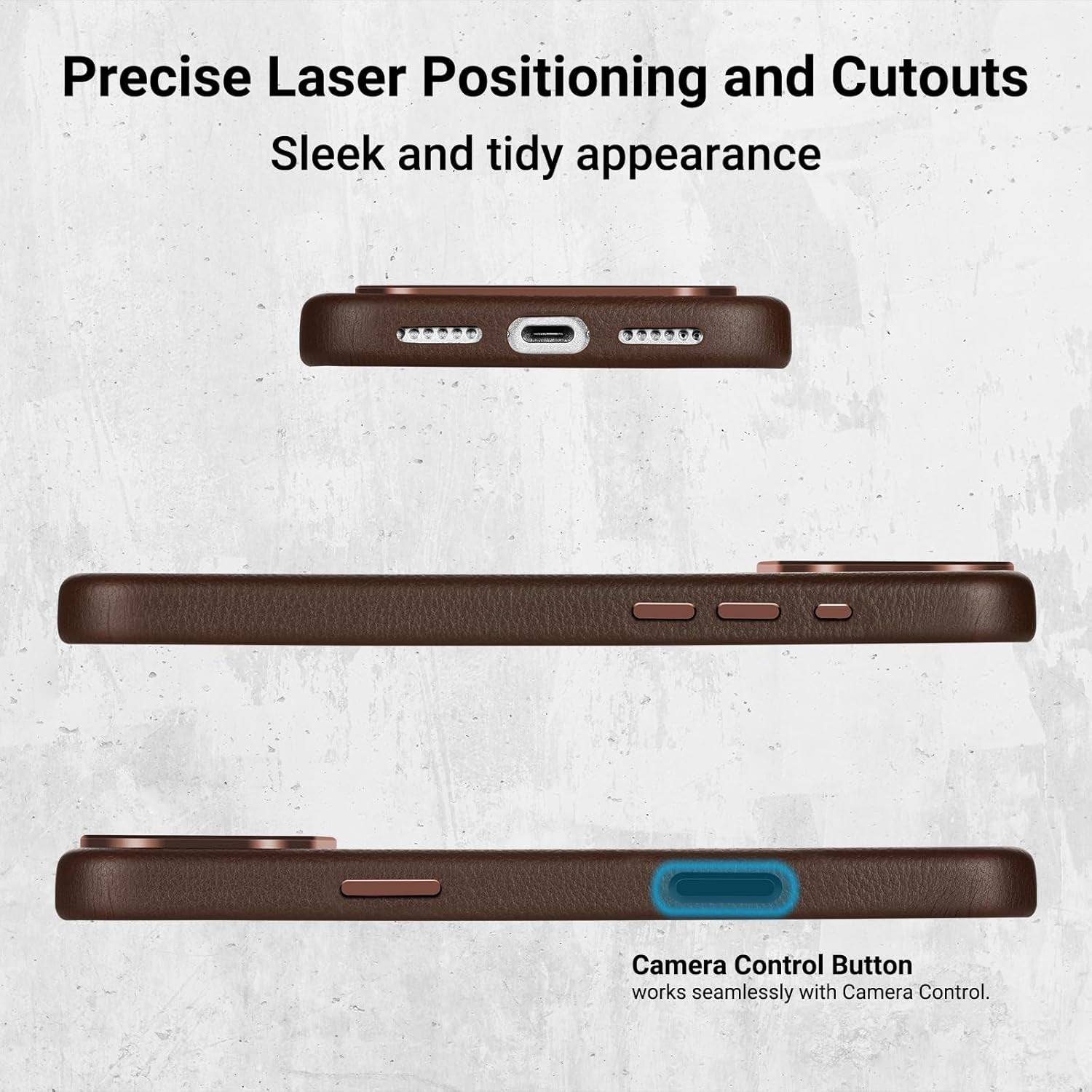 Belemay Handcrafted Premium Tumbled Leather Case for Iphone 17 Pro Max, Compatible with Magsafe, Distinctive Texture, Natural Patina, Camera Control Button, Metal Buttons Phone Cover (6.9"), Brown