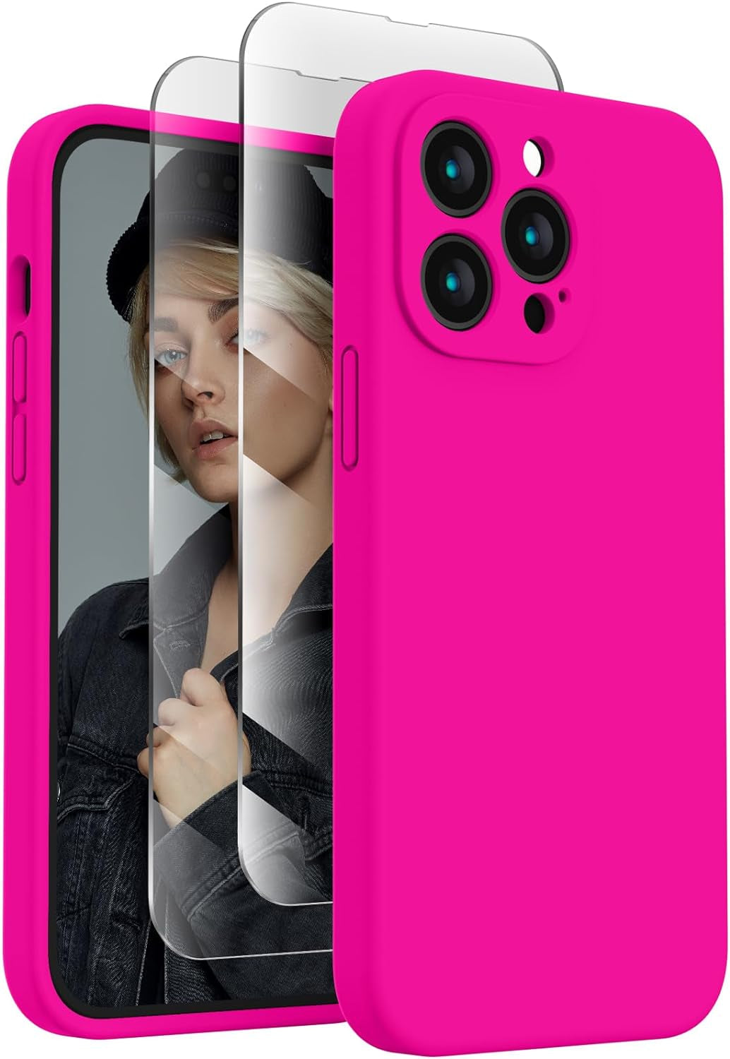 Firenova for Iphone 14 Pro Case, Silicone Upgraded [Camera Protection] Phone Case with [2 Screen Protectors], Soft Anti-Scratch Microfiber Lining Inside, 6.1 Inch,Chalk Pink  FireNova   