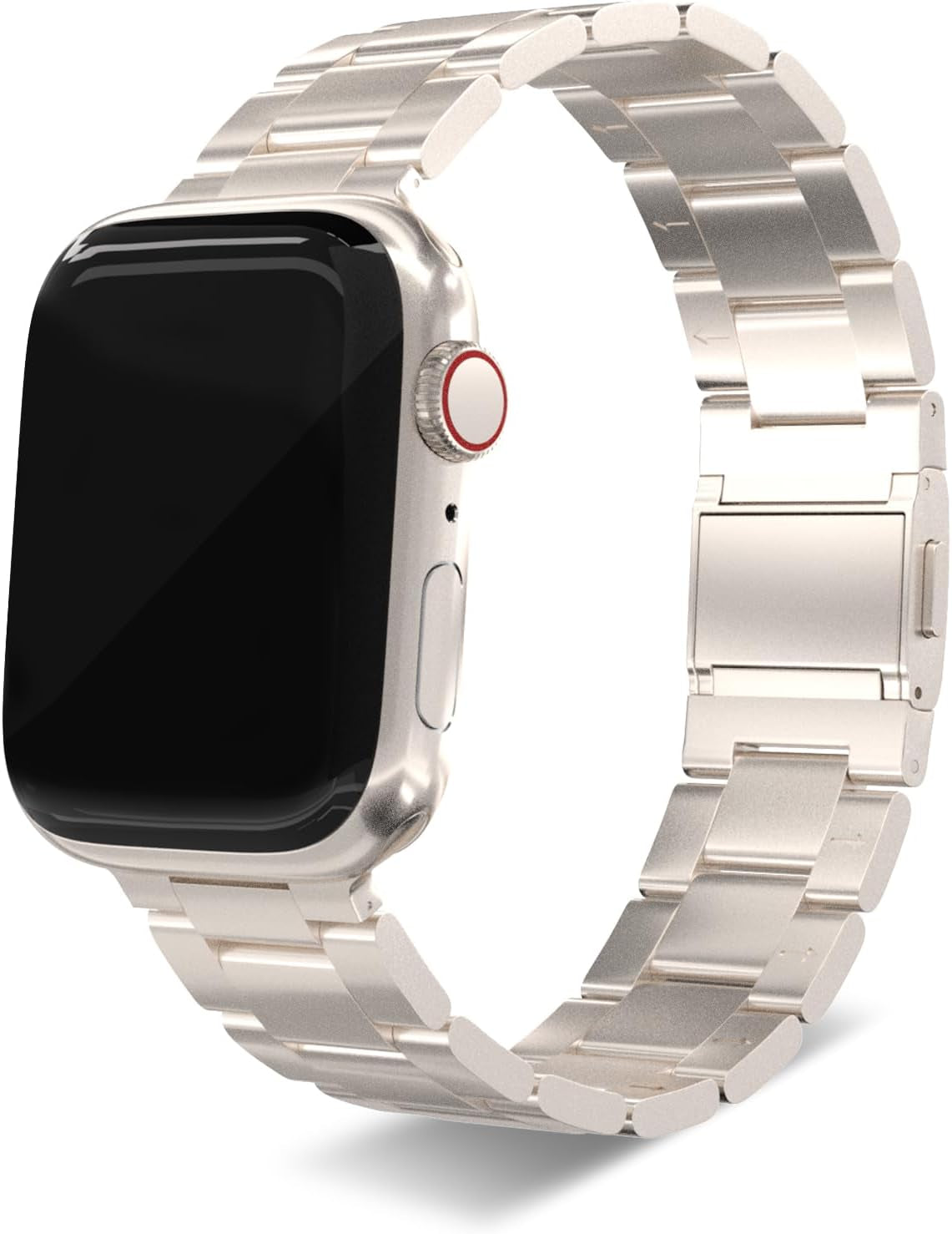 Finestone Metal Band for Apple Watch - No Tool Needed Apple Watch Stainless Steel Band Compatible with Apple Watch 41Mm 40Mm 38Mm - Magnetic Clasp Strap for Iwatch Series 9/8/7/6/5/4/3/2/1 SE Starlight