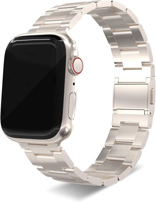 Finestone Metal Band for Apple Watch - No Tool Needed Apple Watch Stainless Steel Band Compatible with Apple Watch 41Mm 40Mm 38Mm - Magnetic Clasp Strap for Iwatch Series 9/8/7/6/5/4/3/2/1 SE Starlight