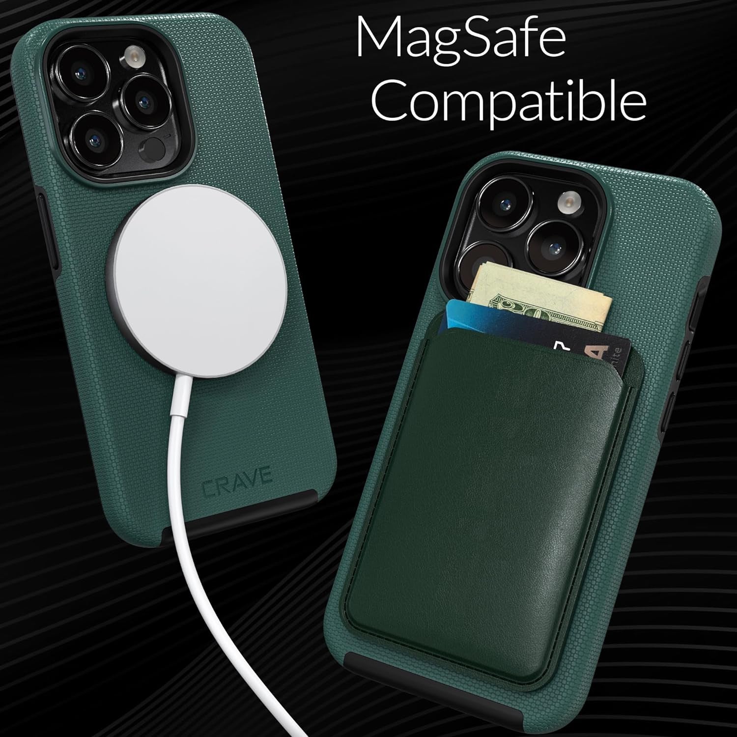 Crave Dual Guard for Iphone 15 Pro Case, Compatible with Magsafe Shockproof Protection Dual Layer Case for Apple Iphone 15 Pro (6.1") - Forest Green  Crave   