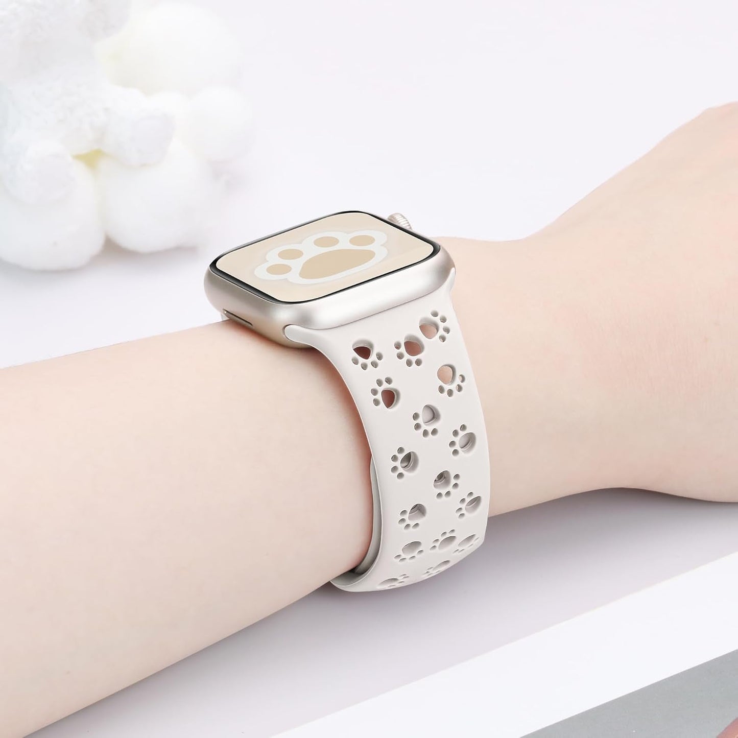 2 Pack Silicone Dog Paw Band for Apple Watch Bands 41Mm 40Mm 38Mm for Women, Cute Animal Cat Designer for Iwatch Bands, Fancy Dressy Sport Band for Apple Watch Band Series 9 Series 8 7 SE 6 5 4 3