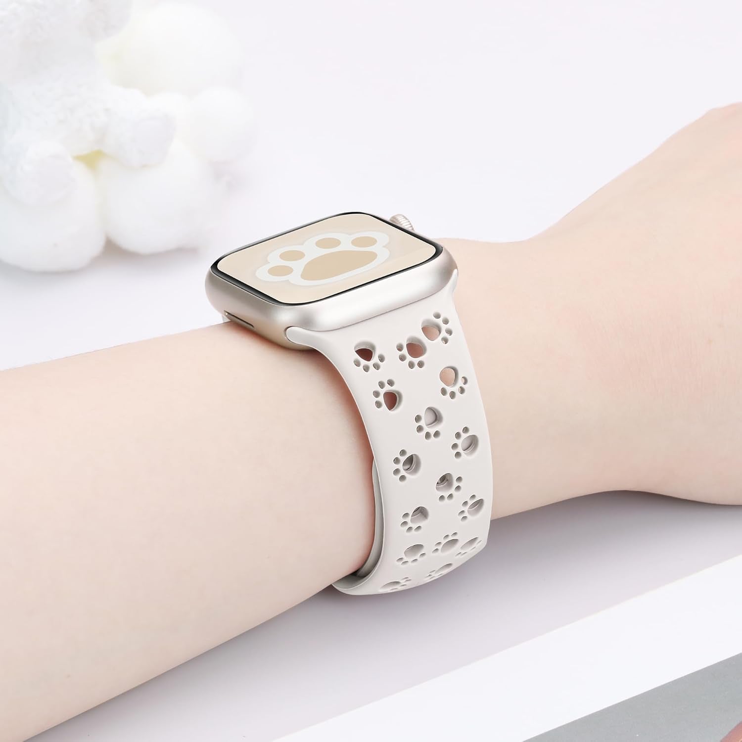 2 Pack Silicone Dog Paw Band for Apple Watch Bands 41Mm 40Mm 38Mm for Women, Cute Animal Cat Designer for Iwatch Bands, Fancy Dressy Sport Band for Apple Watch Band Series 9 Series 8 7 SE 6 5 4 3