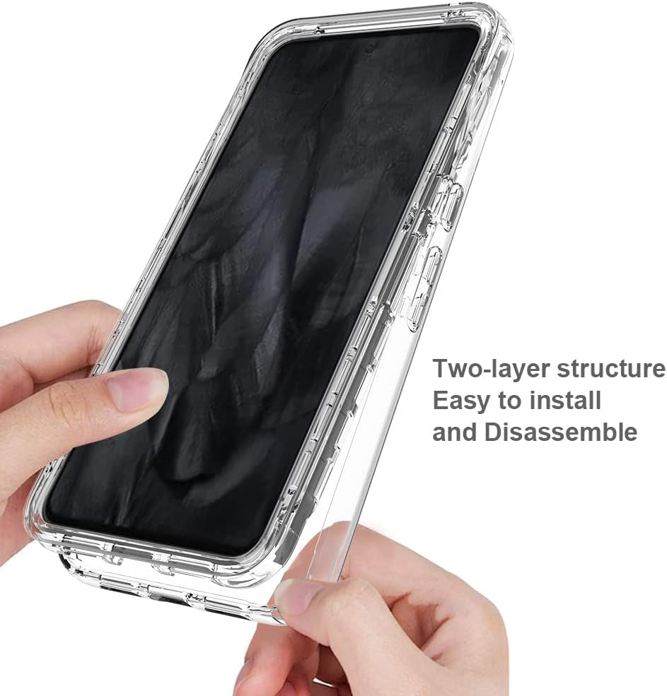 For Google Pixel 8 Pro 5G Case, Google Pixel 8 Pro Phone Case with Built-In Screen Protector Clear Slim Back Cover Shockproof Rugged Heavy Duty Bumper Full Body Protective Case, Clear  Eilkmcre   