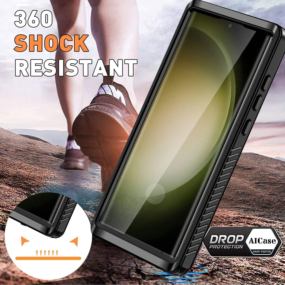 Aicase for Samsung Galaxy S23 Ultra Case Waterproof, Clear Water Proof Shockproof Dustproof Snowproof Full Body Rugged Transparent Underwater Phone Case for Galaxy S23 Ultra Built-In Screen Protector