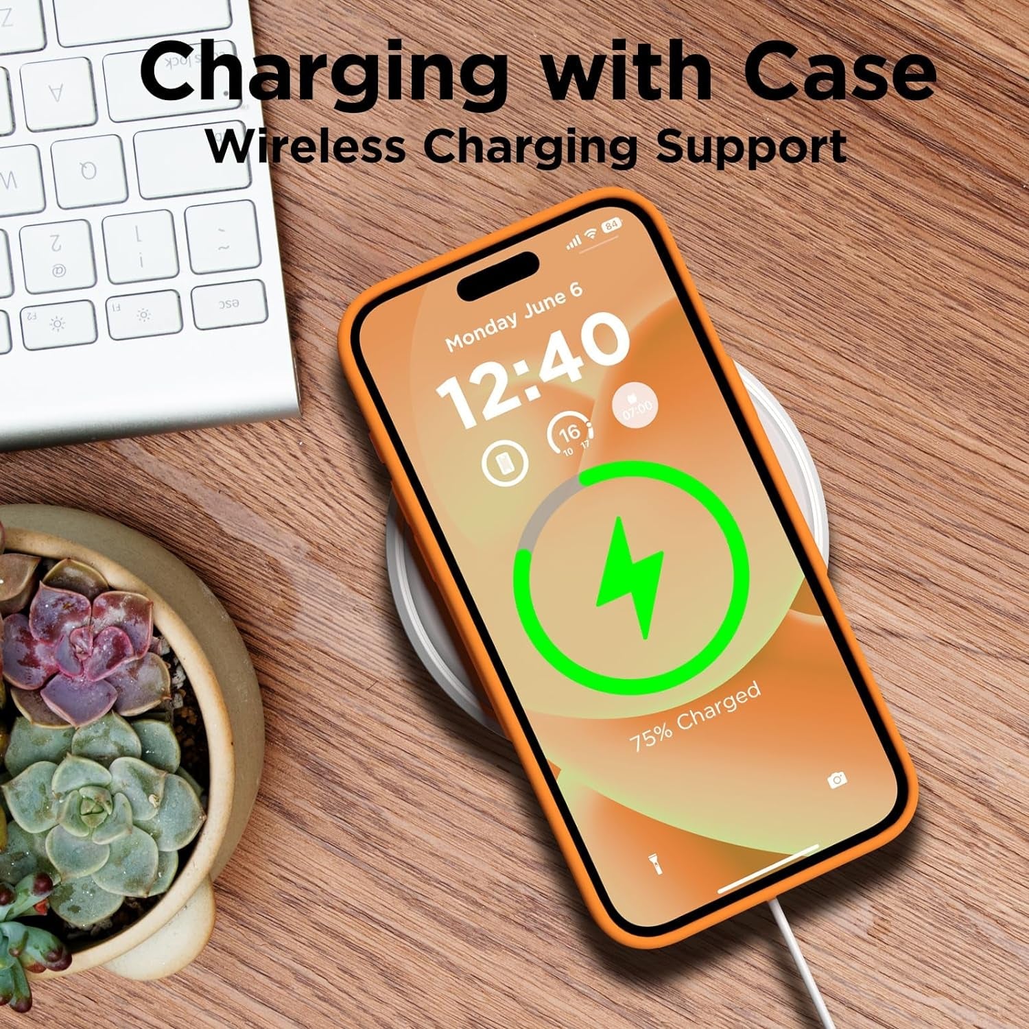 COFFKER Compatible with Iphone 15 Pro Case, Liquid Silicone Case, Full Body Shockproof Protective Cover Slim Thin Phone Case with Soft Anti-Scratch Microfiber Lining, 6.1 Inch-Orange  COFFKER   