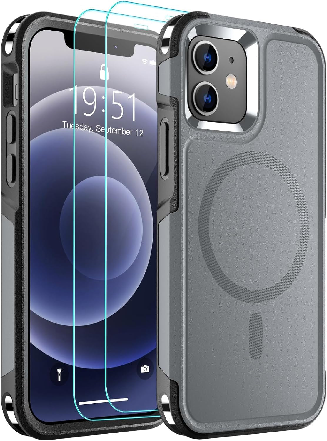 For Iphone 12 Case,Iphone 12 Pro Case,[Compatible with Magsafe][12 FT Military Grade Drop Protection] 2X[Tempered Glass Screen Protector] Magnetic Phone Case for Iphone 12/12 Pro,Deep Blue