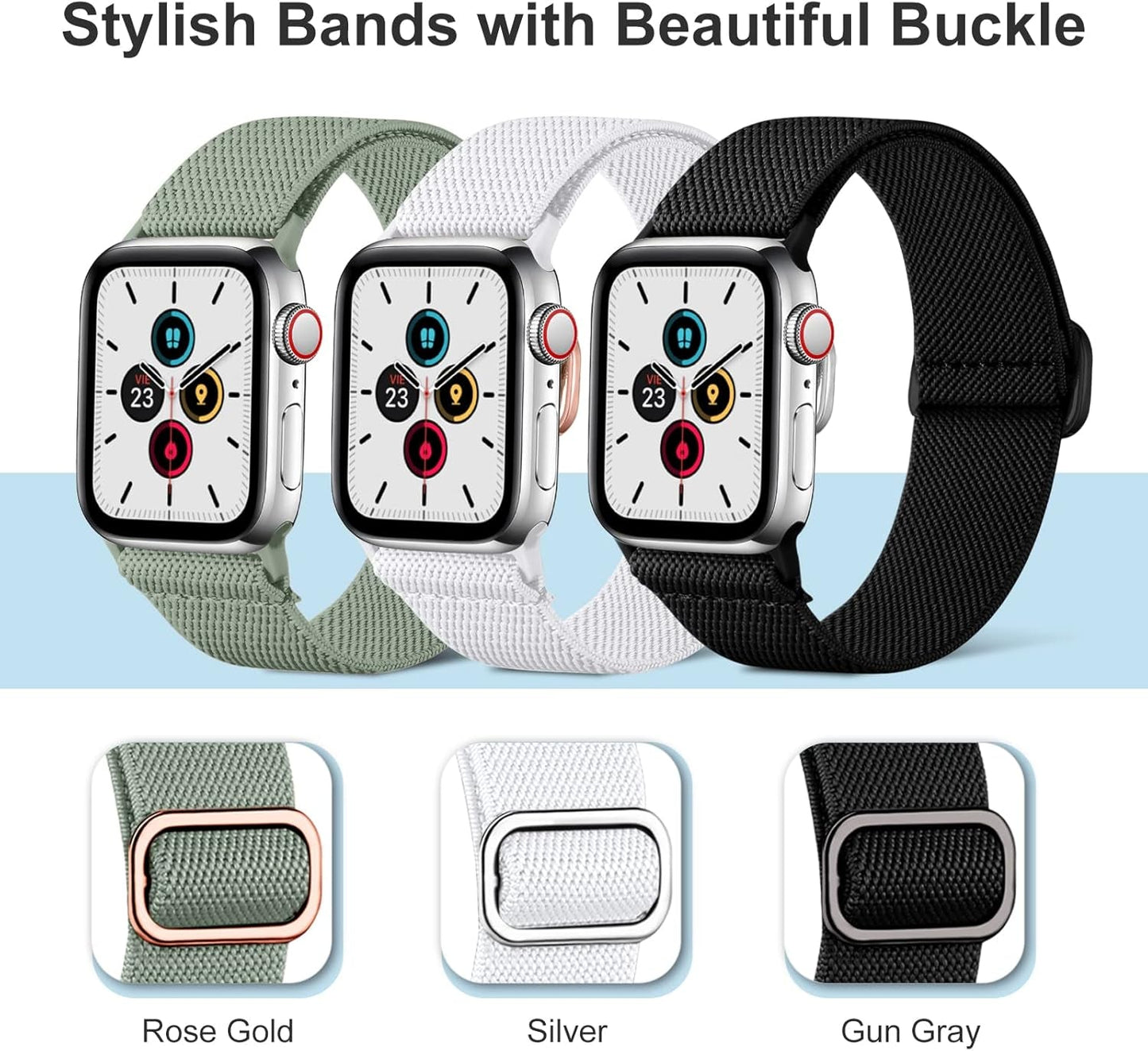 10 Pack Stretchy Nylon Bands Compatible with Apple Watch Band 44Mm 45Mm 49Mm 42Mm 40Mm 38Mm 41Mm Women Men, Elastic Sport Apple Watch Band Strap for Iwatch Series 8 7 6 5 4 3 2 1 SE Ultra