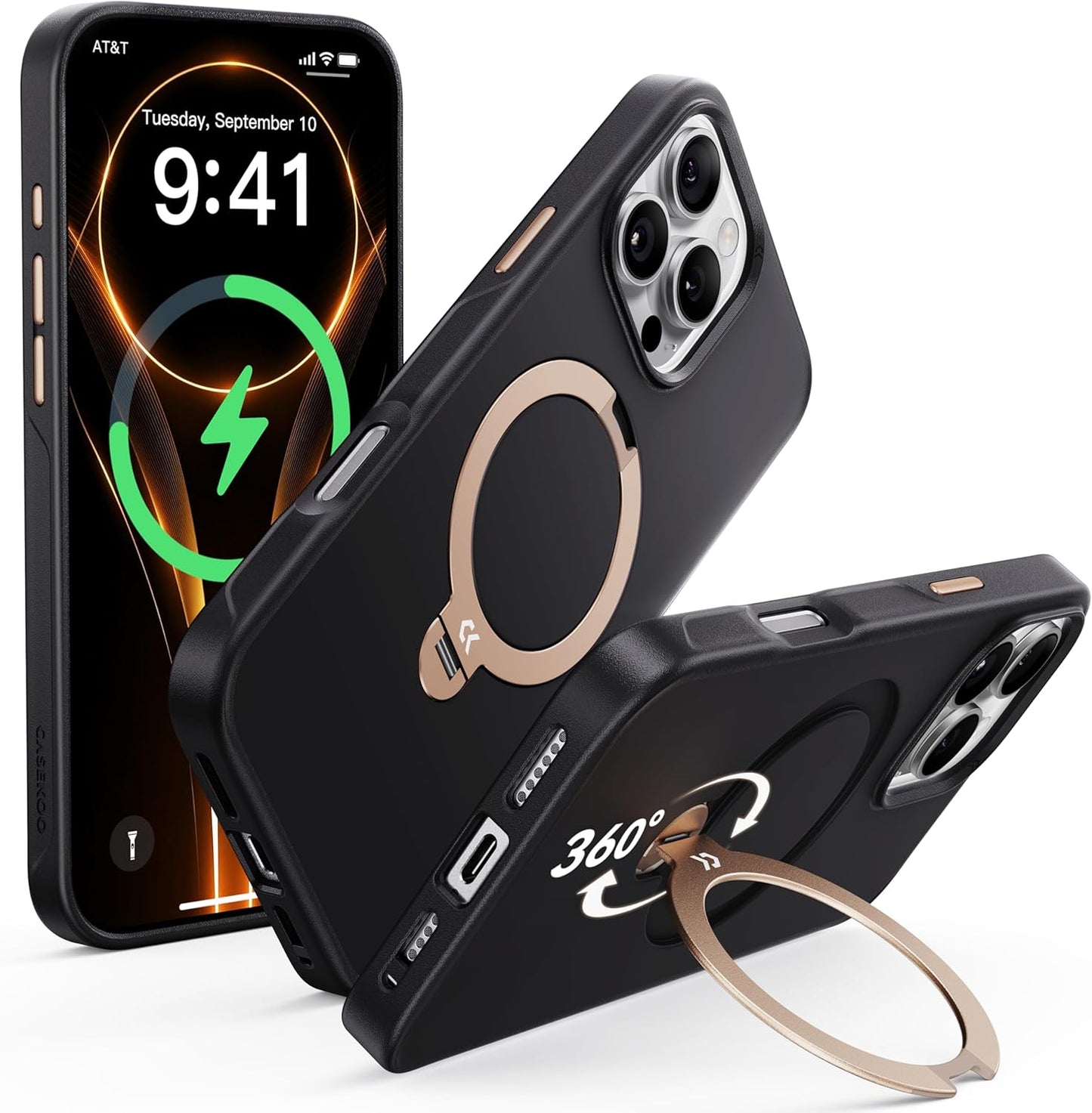 CASEKOO Marine Blue Designed for Iphone 17 Pro Max Case with Spin Magnetic Stand [16FT Military Protection] [Non-Slip Edge] [Fit for Magsafe] Magicstand 360 for Iphone 17 Promax Case 6.9''