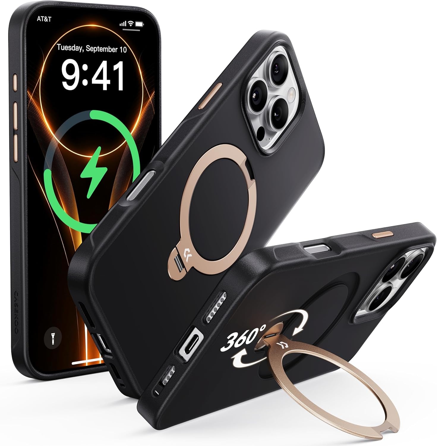 CASEKOO Marine Blue Designed for Iphone 17 Pro Max Case with Spin Magnetic Stand [16FT Military Protection] [Non-Slip Edge] [Fit for Magsafe] Magicstand 360 for Iphone 17 Promax Case 6.9''