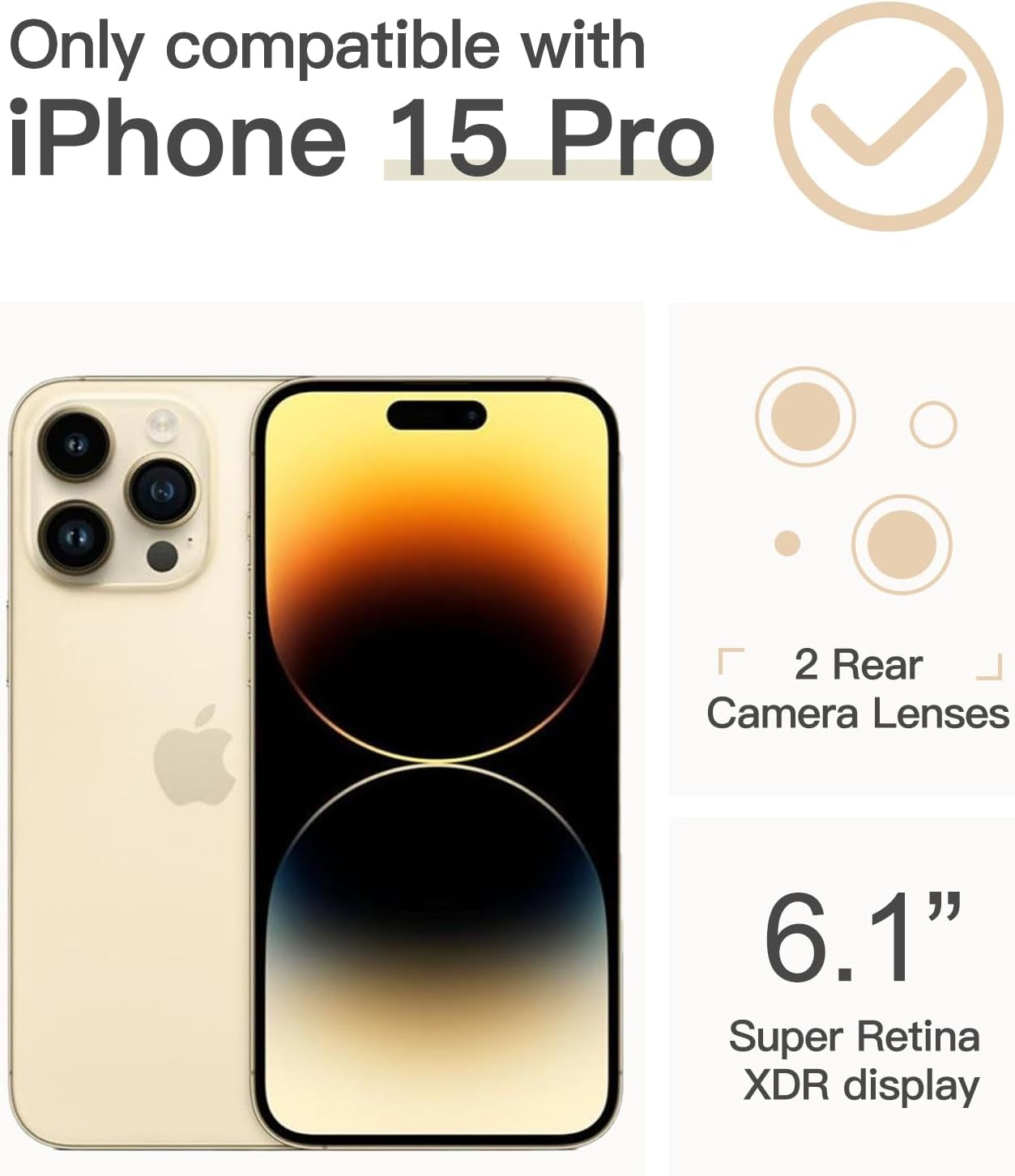 ICEDIO for Iphone 15 Pro Case with Screen Protector-Clear with Fashionable Trendy Patterns-Designed for Girls Women-Slim Fit Cover-Protective Phone Case 6.1" Cute Blooming Pink Floral  ICEDIO   