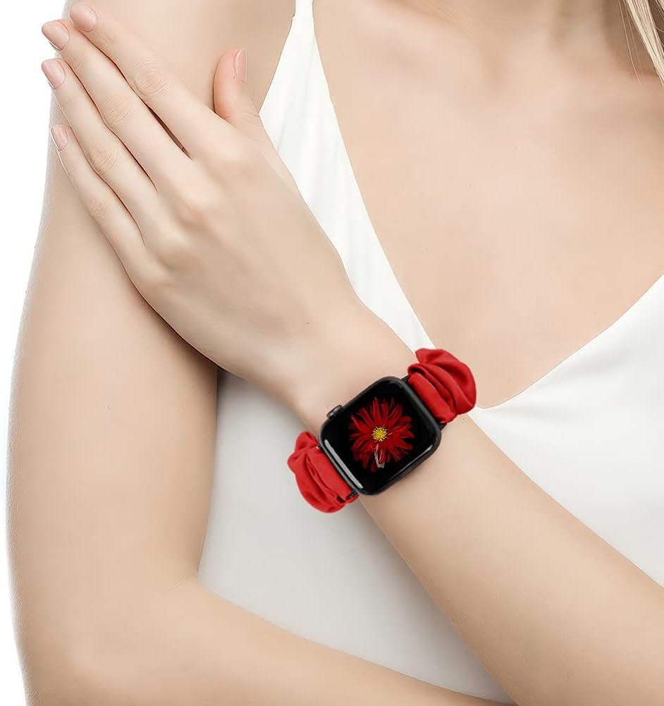 10 Packs Compatible with Apple Watch Bands Scrunchies 38Mm 40Mm 41Mm 42Mm 44Mm 45Mm 49Mm Women Girls Cute Pattern Fabric Wristbands Straps Band for Iwatch Ultra/Ultra 2 Series 9/8/7/6/5/4/3/2/1/SE