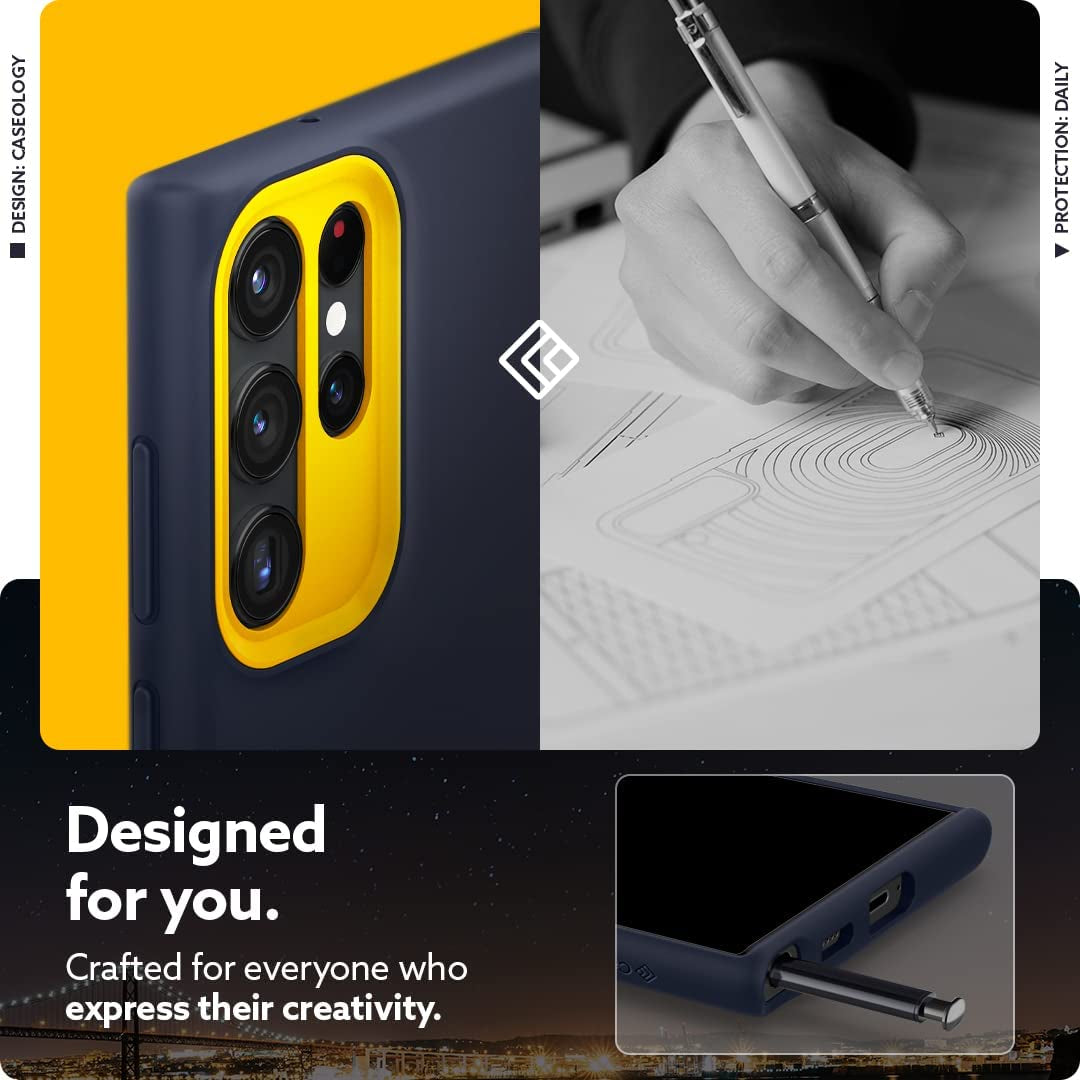 Caseology Nano Pop Silicone Case Compatible with Samsung Galaxy S22 Ultra Case 5G (2022) - Blueberry Navy