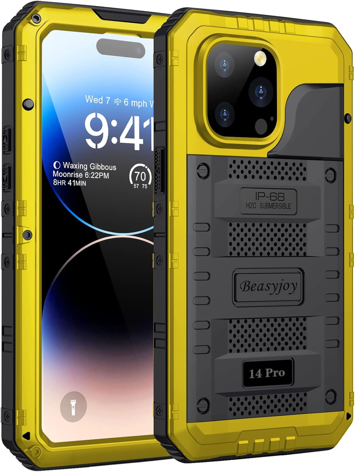 Beasyjoy Waterproof Case for Iphone 14 Pro, Metal Full Body Sealed Phone Case with Built-In Screen Protector, Military Grade Heavy Duty Defender Armor Shockproof Rugged Case 6.1 Inch, Camo  Beasyjoy   