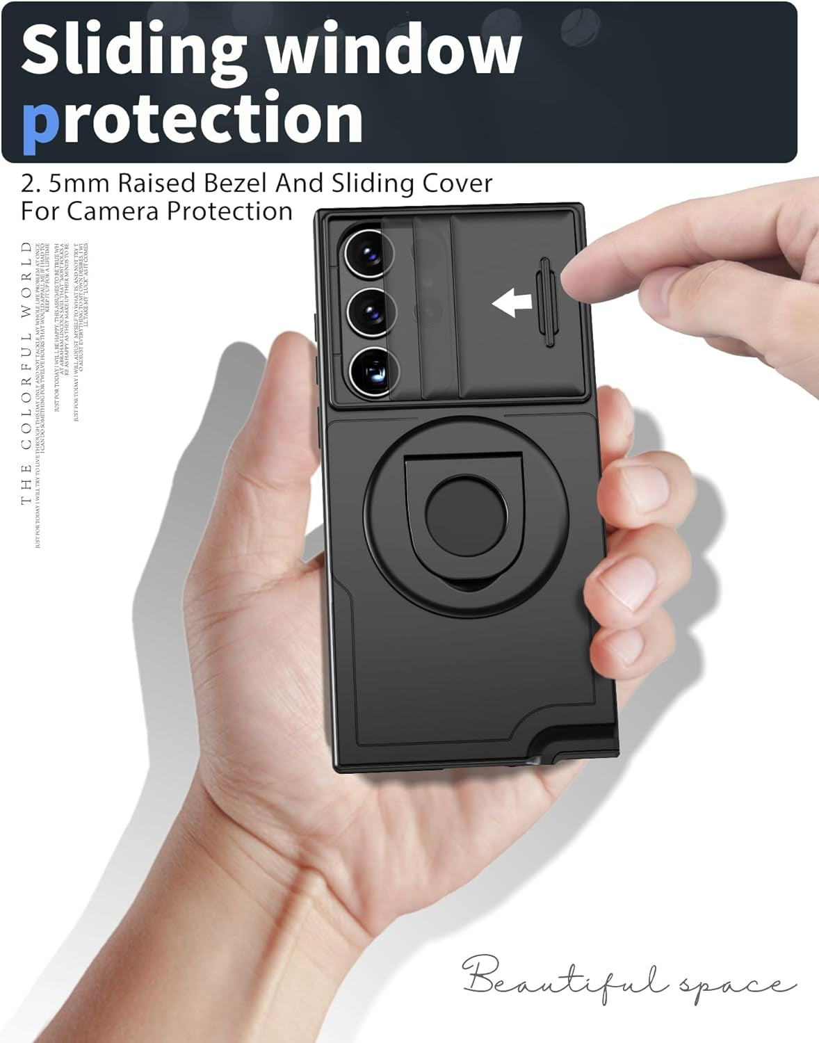 For Samsung Galaxy S22 Ultra Mag-Safe Kickstand Case with Slide Camera Cover,Slim Shockproof Military Heavy Duty Anti-Drop Full Body Protection,360 Rotating Stand Magnetic Phone Case(Black)