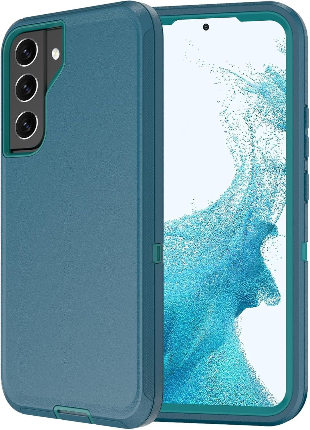 For Samsung Galaxy S22 Case,Shockproof Dropproof Dustproof Galaxy S22 Case,Heavy Duty Protective for Samsung S22 Case, 6.1 Inch (Turquoise)