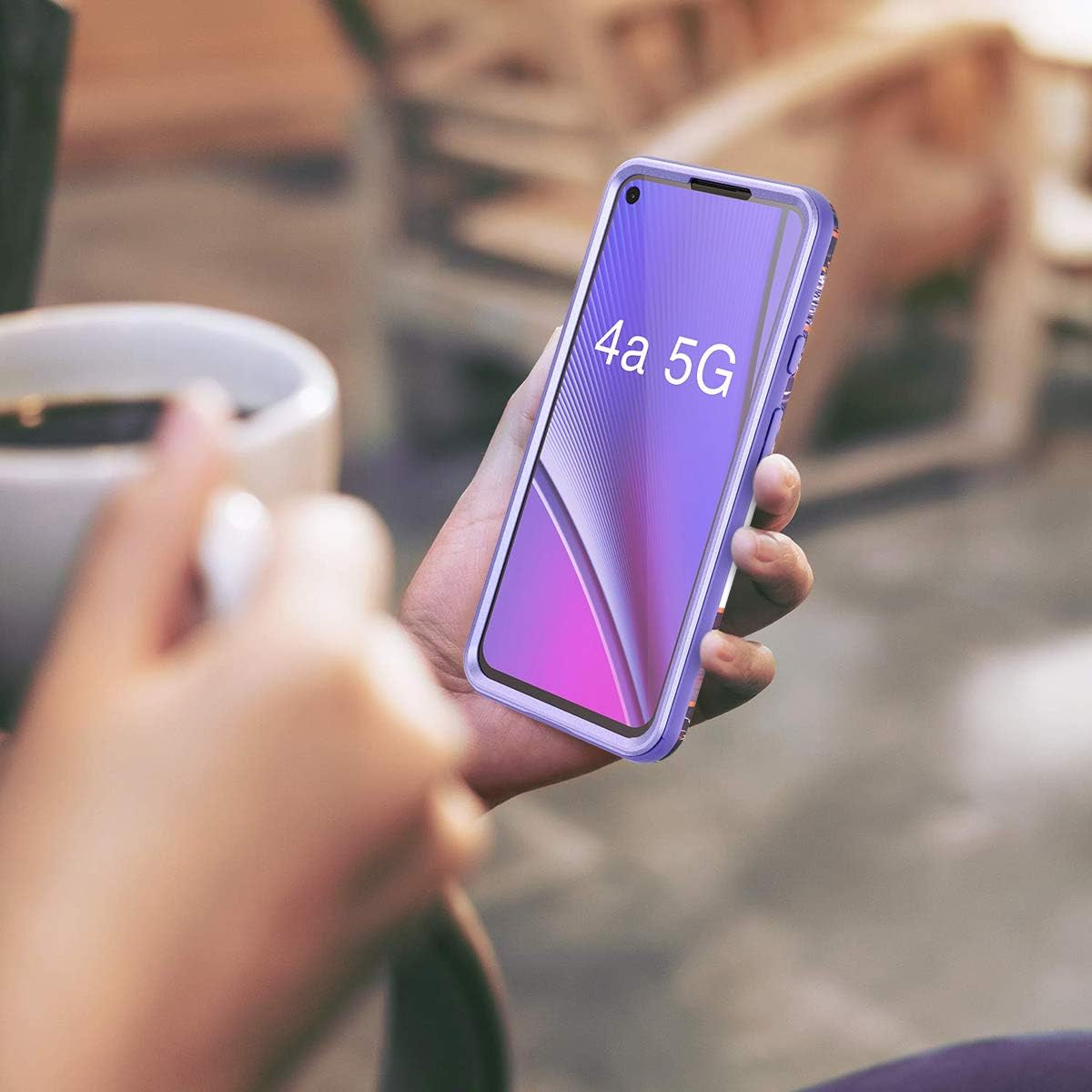 SURITCH Phone Case for Google Pixel 4A 5G 【NOT for 4G】, Front Cover with Built-In Screen Protector Full-Body Protection Shockproof TPU Bumper Protective Case for Girl Women Cute,Lavender  SURITCH   