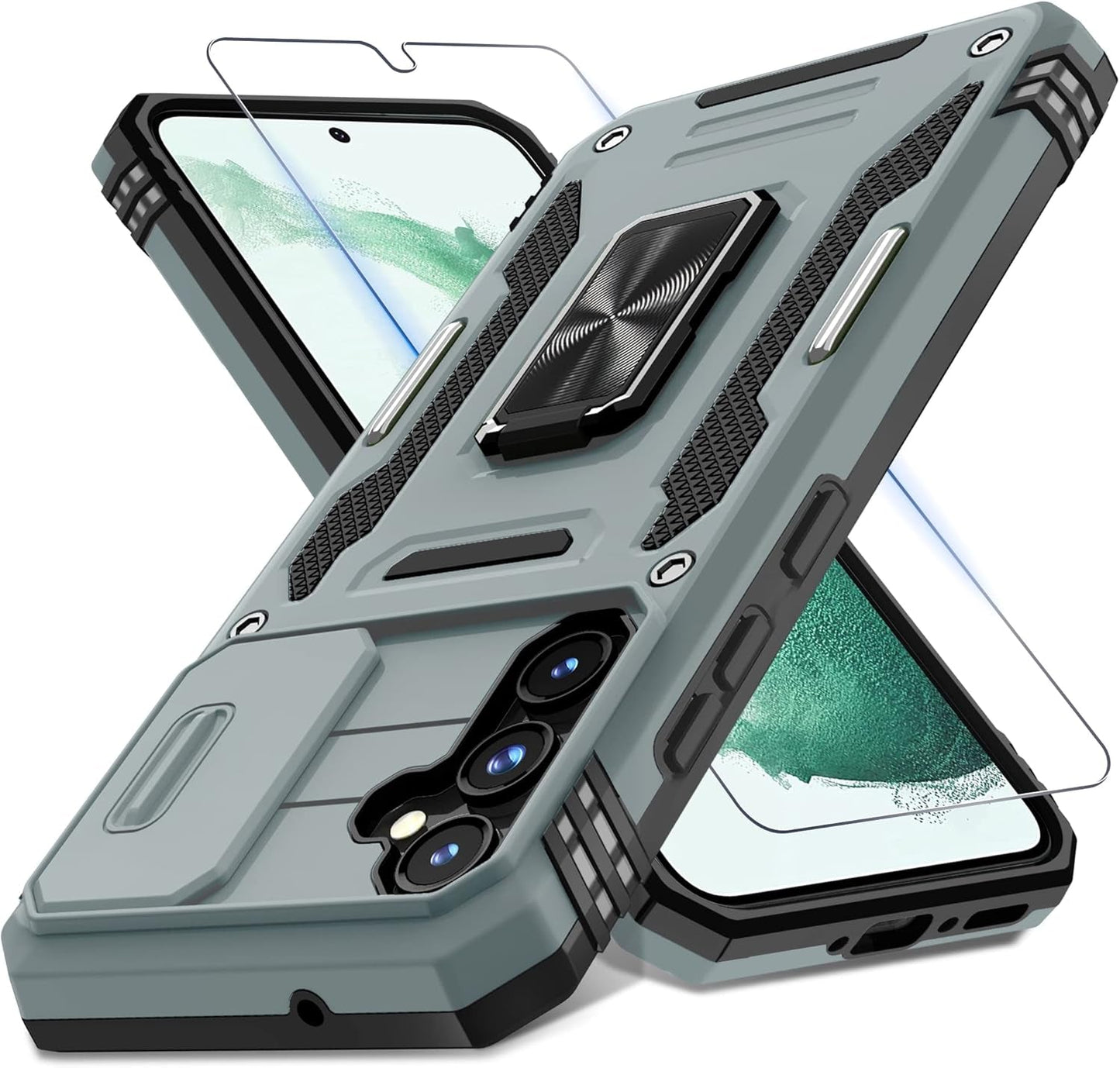 For Samsung Galaxy A54 5G Case with Slide Camera Cover+Screen Protector(1 Pack),[Full Camera Protection] [Magnetic Rotated Kickstand] Military Grade Shockproof Heavy Duty Protective Cover-Navy Blue