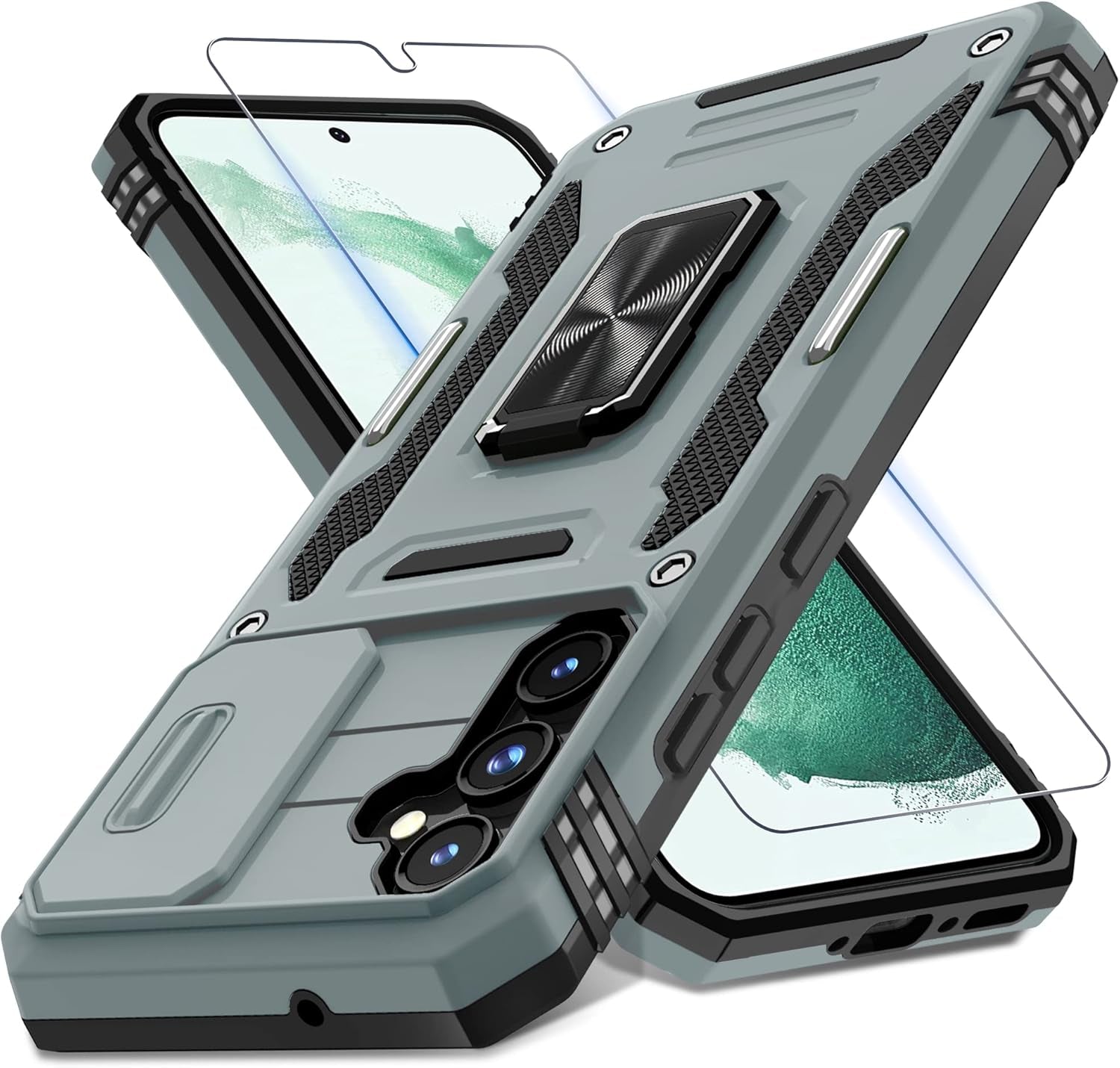 For Samsung Galaxy A54 5G Case with Slide Camera Cover+Screen Protector(1 Pack),[Full Camera Protection] [Magnetic Rotated Kickstand] Military Grade Shockproof Heavy Duty Protective Cover-Navy Blue