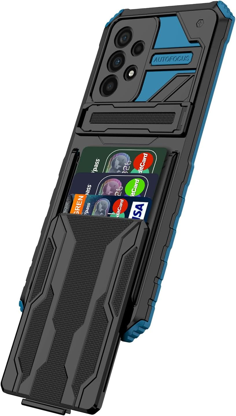 For Samsung Galaxy A53 5G Wallet Case with Credit Card Holder Stand Kickstand Slim Rugged Shockproof Heavy Duty Defender Armor 【Military Grade】 Protective Phone Case - Blue