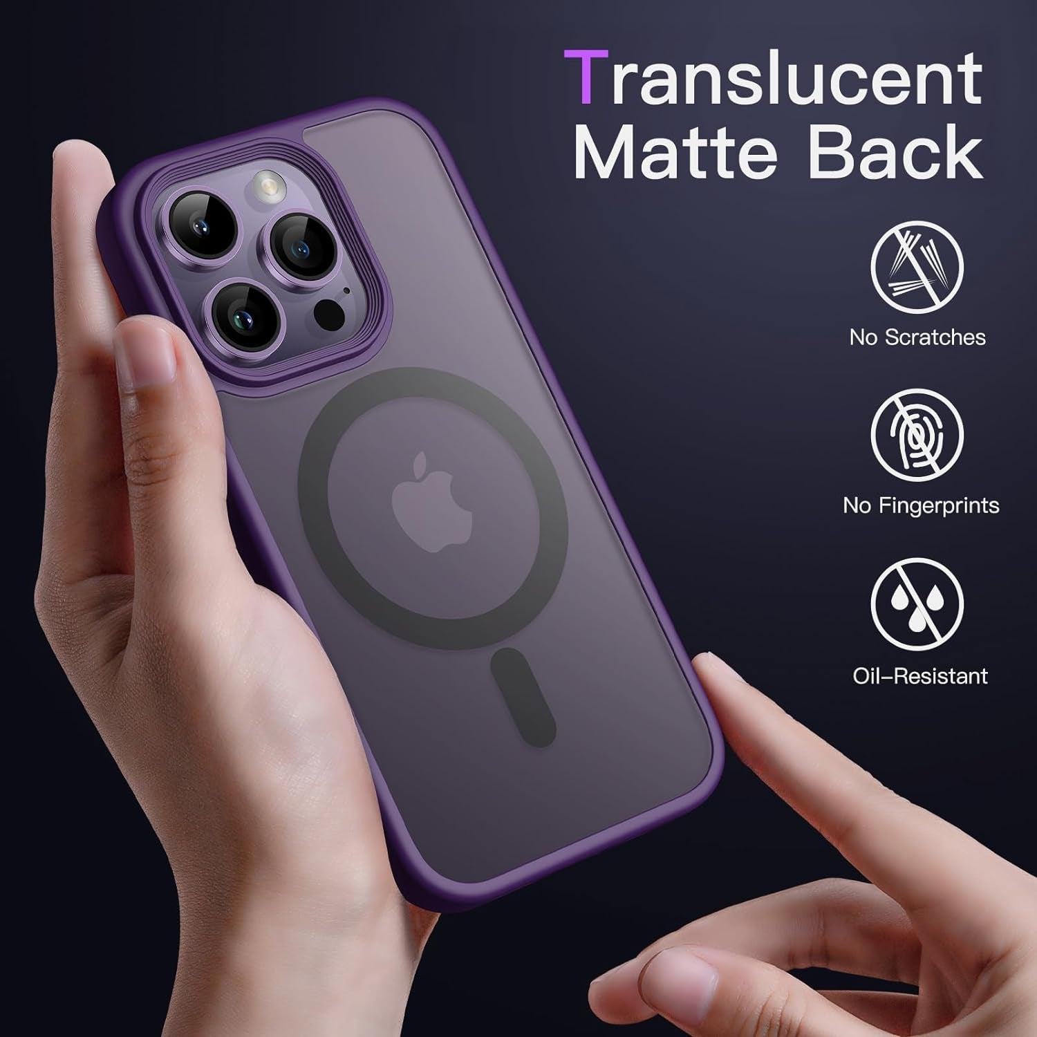 Jetech Magnetic Case for Iphone 14 Pro 6.1-Inch Compatible with Magsafe, Translucent Matte Back Slim Shockproof Phone Cover (Deep Purple)  JETech   