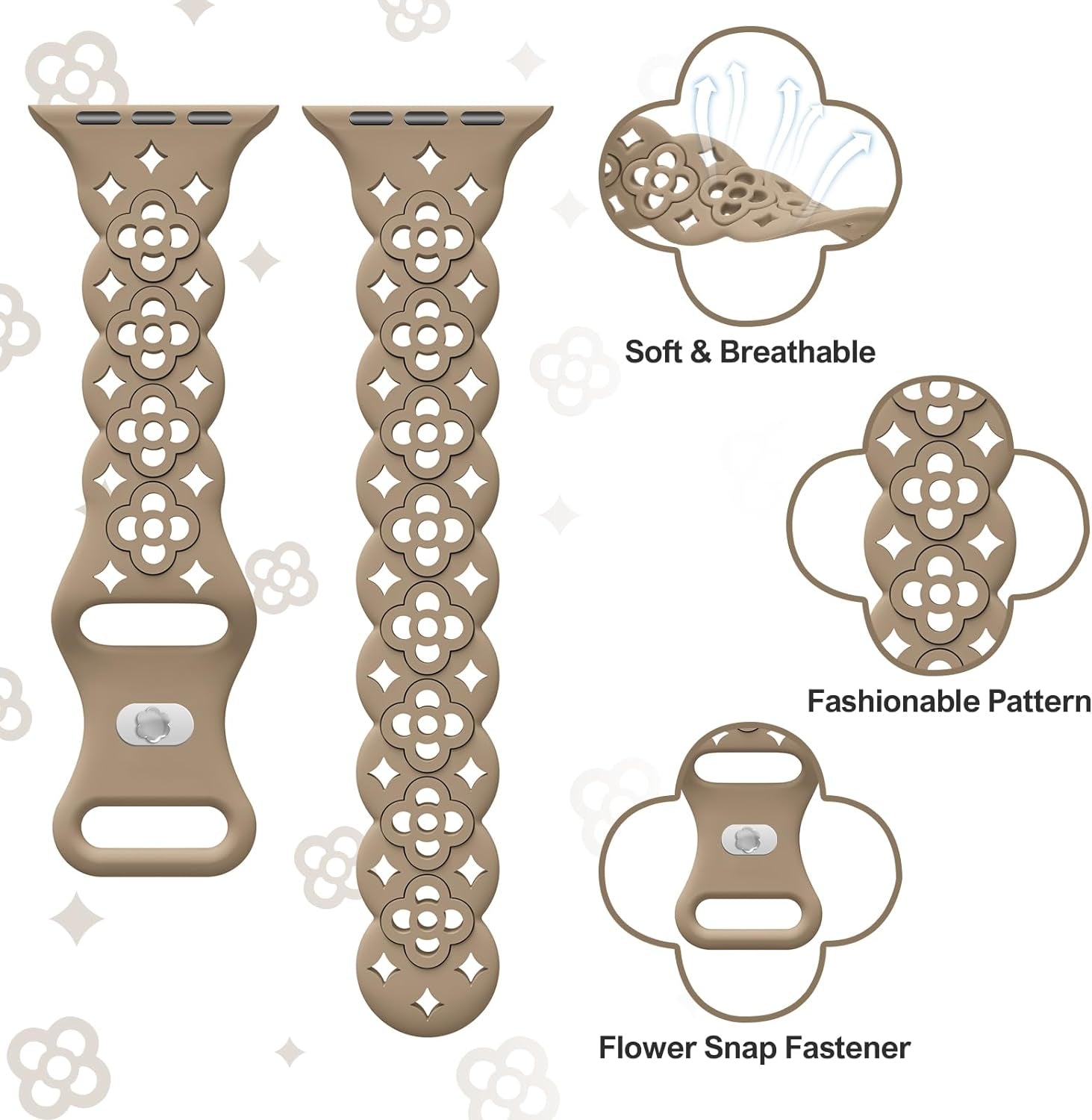 6 Pack Lace Silicone Bands Compatible with Apple Watch Band 38Mm 40Mm 44Mm 41Mm 42Mm 45Mm 49Mm Women,Thin Slim Floral Breathable Sport Strap Replacement Wristbands for Iwatch Series