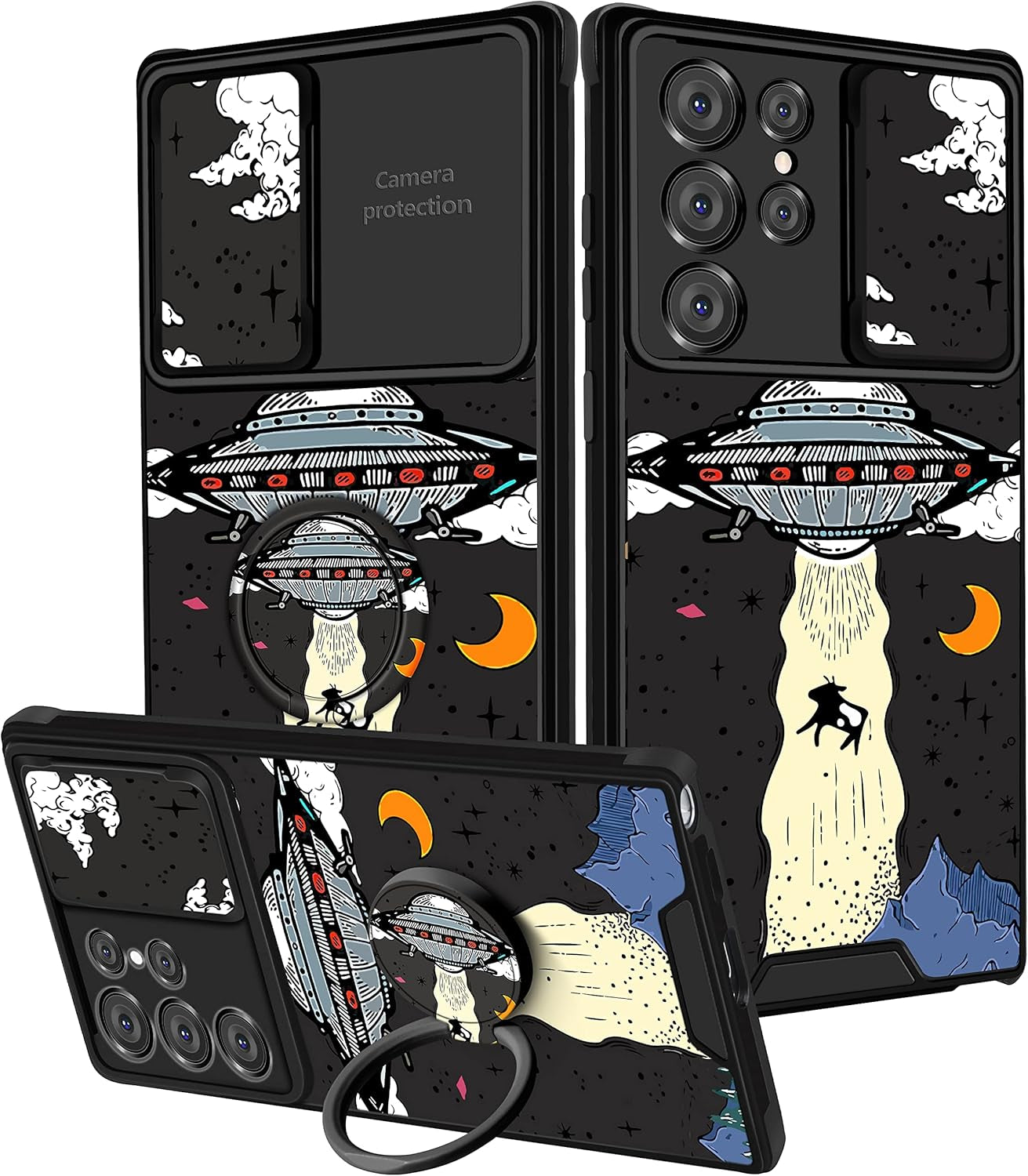 Goocrux (2In1 for Samsung Galaxy S22 Ultra Case Flower Floral for Women Girls Girly Pretty Cute Phone Cover with Slide Camera Cover+Ring Holder Fashion Pattern Unique Design Cases for S22 Ultra 6.8''