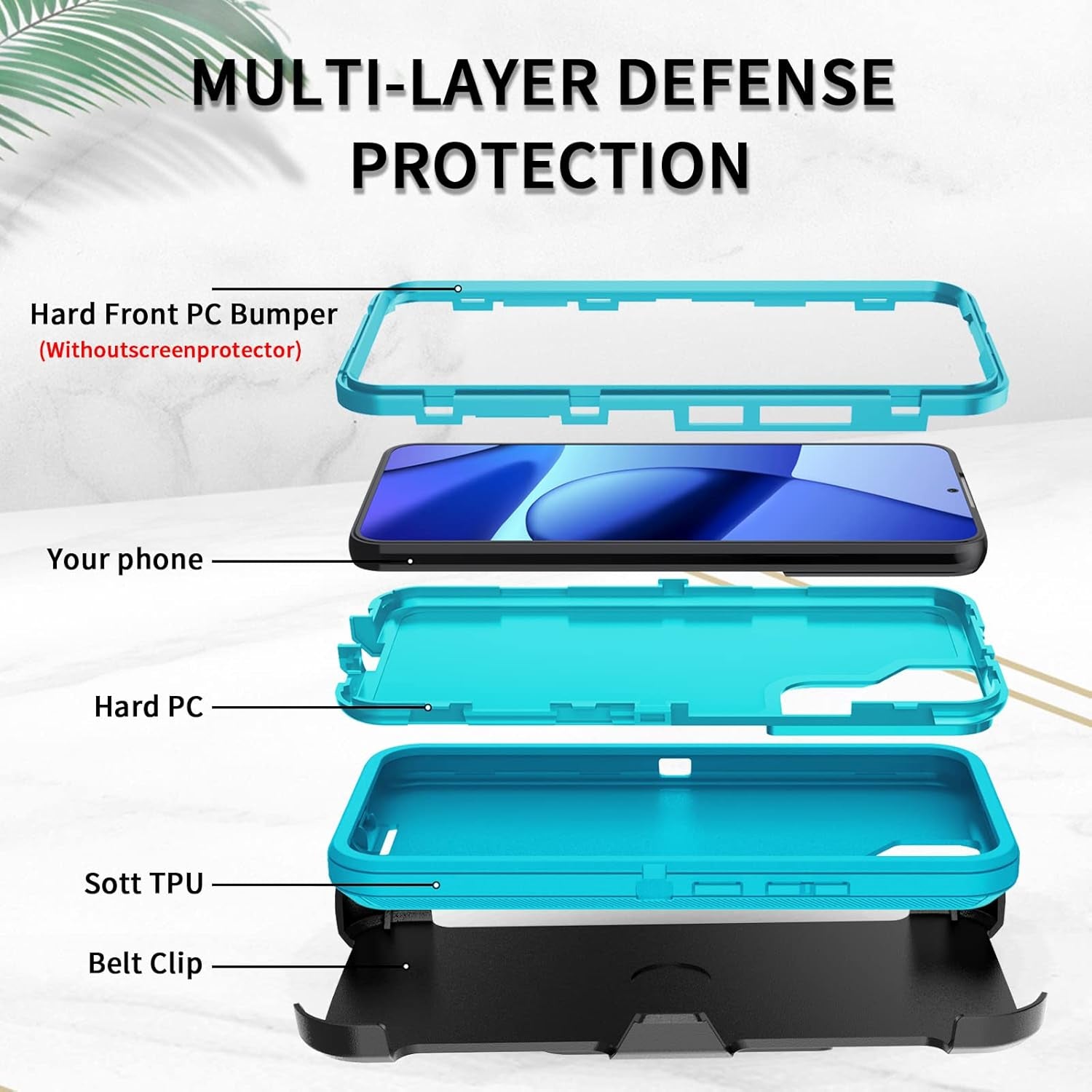 For Galaxy S22 Case, Rugged Shockproof Military Grade Bumper Phone Cover Armor Heavy Duty for Samsung Galaxy S22 (Teak/Light Green)