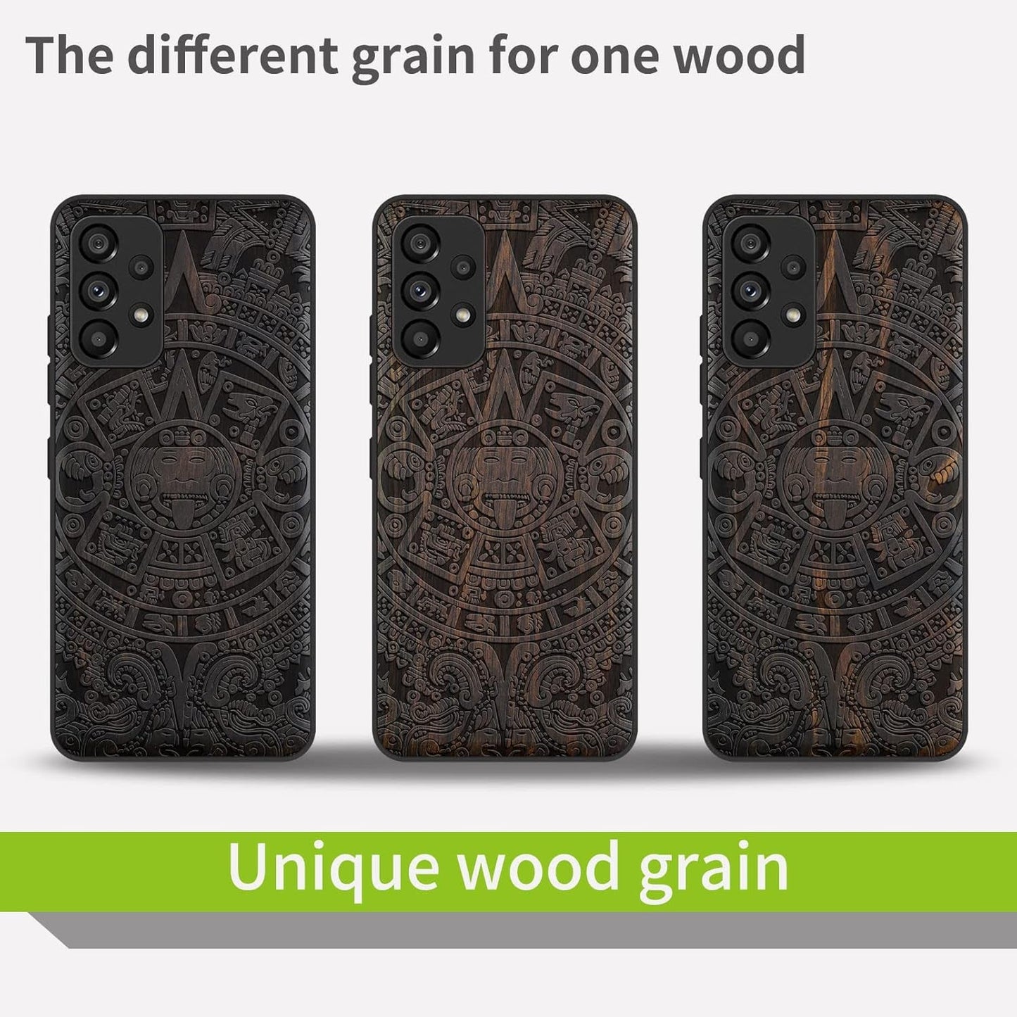 Carveit Wood Case for Samsung Galaxy A53 5G Case [Natural Wood & Black Soft TPU] Shockproof Protective Cover Unique Wooden Case Compatible with Galaxy A53 5G Case (Mayan Symbols Calendar-Blackwood)