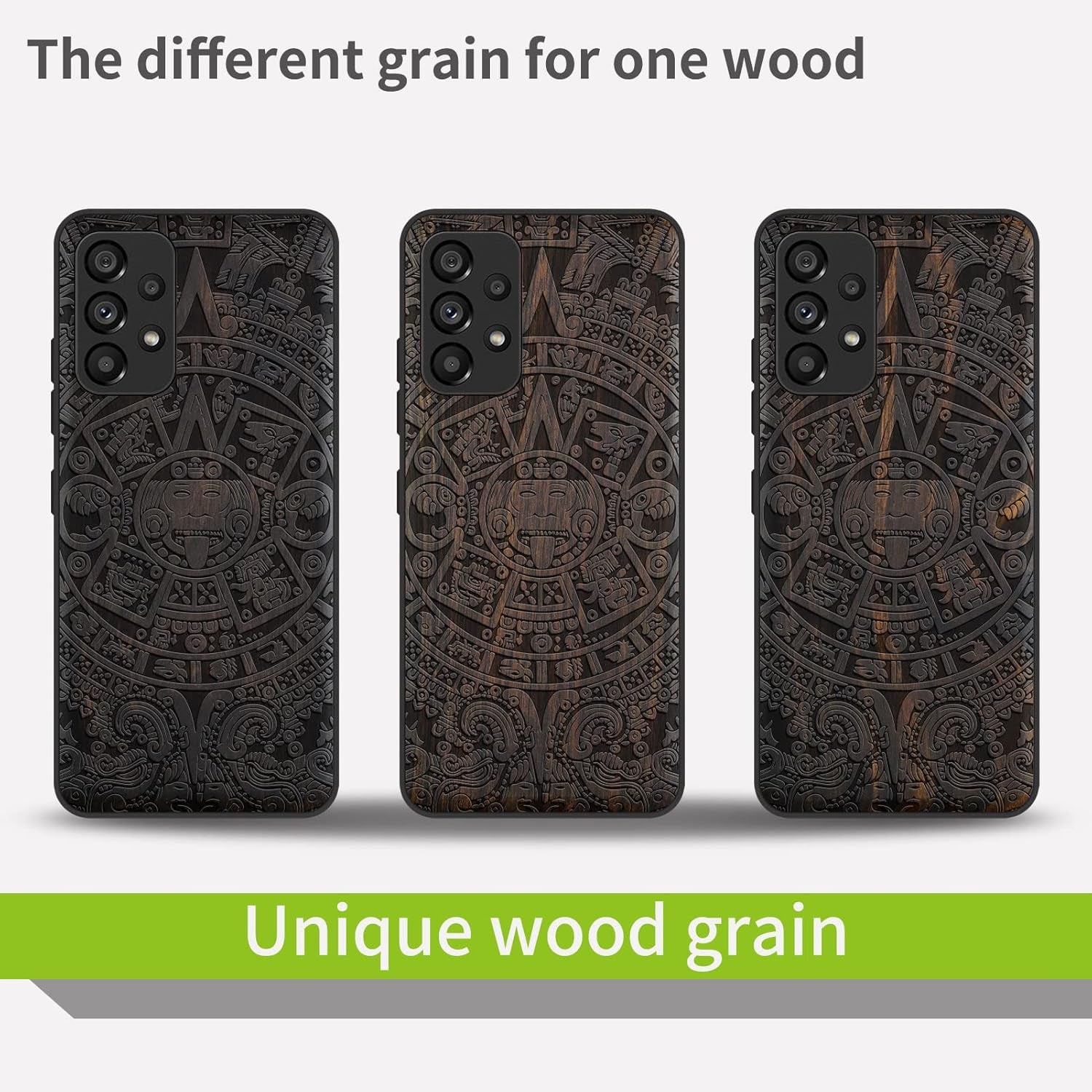 Carveit Wood Case for Samsung Galaxy A53 5G Case [Natural Wood & Black Soft TPU] Shockproof Protective Cover Unique Wooden Case Compatible with Galaxy A53 5G Case (Mayan Symbols Calendar-Blackwood)