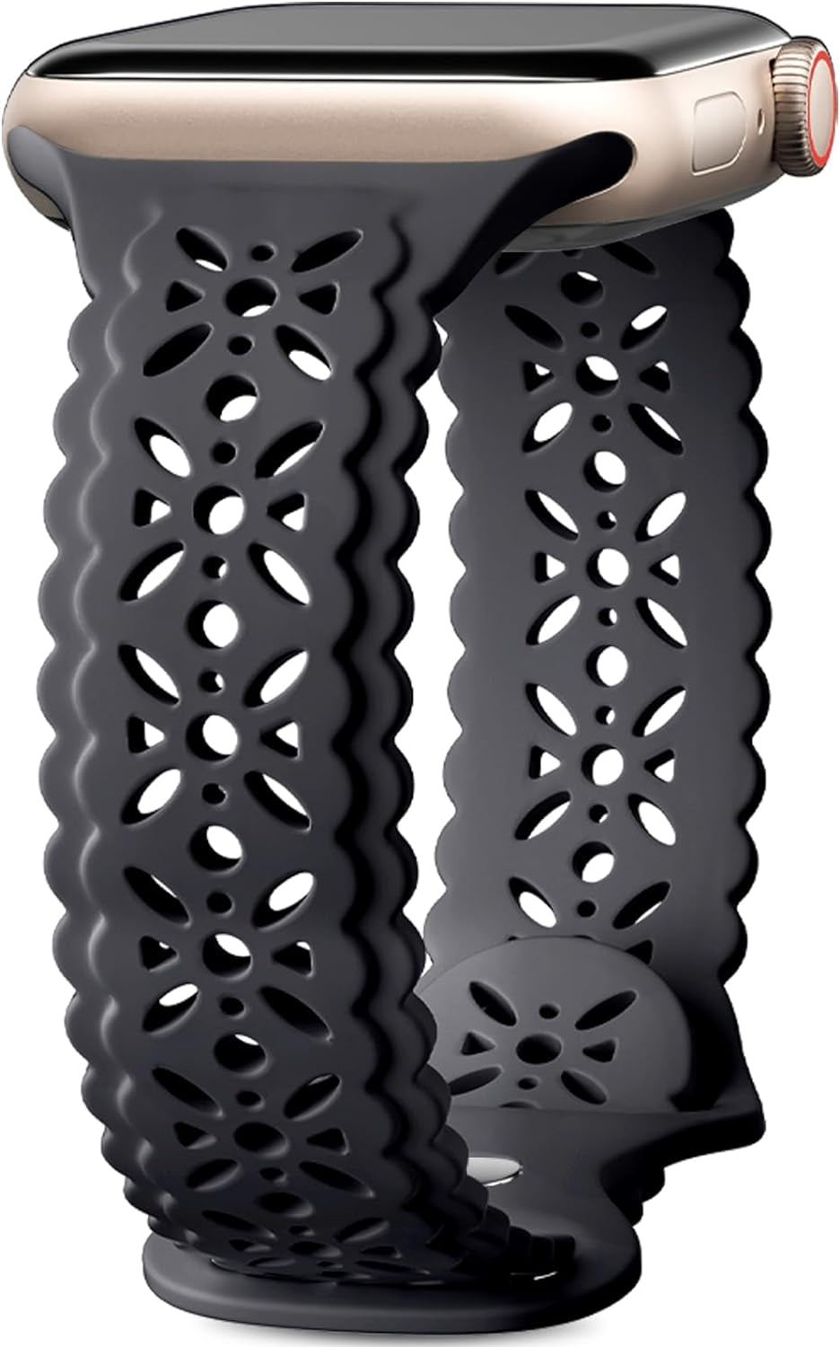 Getino Lace Silicone Band Compatible with Apple Watch Bands for Women 40Mm 41Mm 38Mm 44Mm 45Mm 42Mm 49Mm, Breathable Hollow-Out Sport Strap Slim Thin Bands for Iwatch SE Series 9 8 7 6 5 4 3 2 1 Ultra