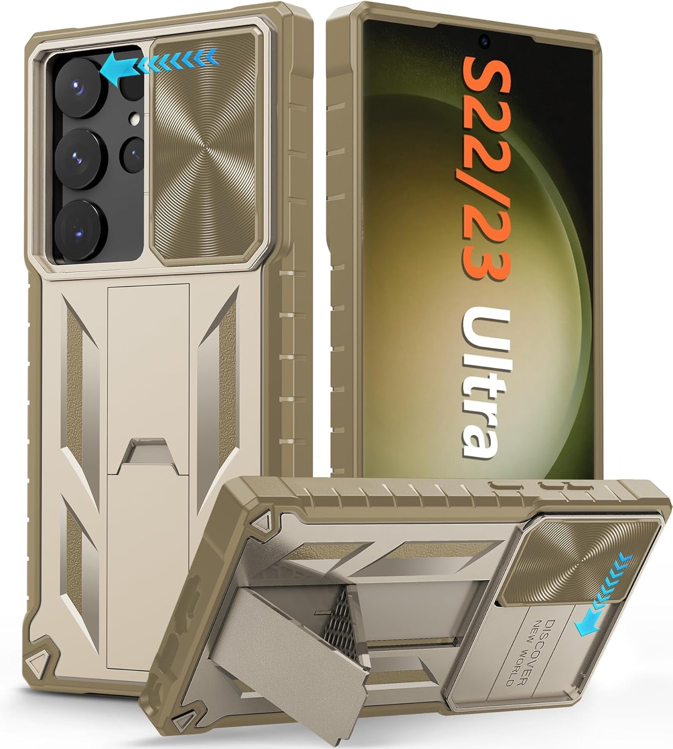 FNTCASE for Samsung Galaxy S23-Ultra Case: S22 Ultra Military Grade Shockproof Protection Mobile Case with Kickstand & Matte Textured Rugged TPU Shell | Drop Proof Protective Phone Cover