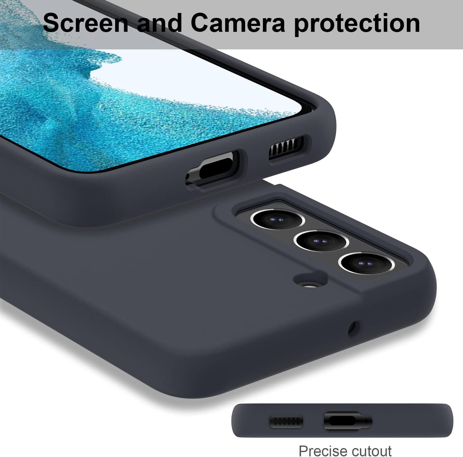 DEENAKIN for Samsung Galaxy S22 Case Silicone,Silky Smooth Flexible Gel Rubber Bumper Cover with Soft Microfiber Lining Slim Fit Protective Phone Case for Samsung Galaxy S22 Dark Blue