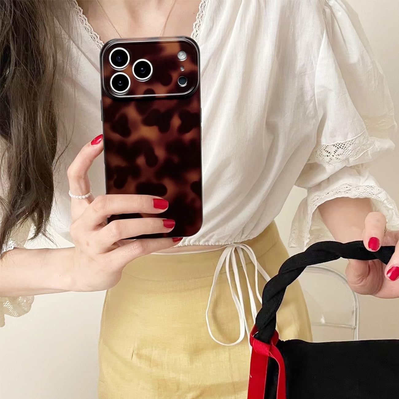 Cute Phone Case for Iphone 17 Pro Case Tortoise Shell Pattern Leopard Full Camera Protective Slim Shockproof Cool Trendy Aesthetic-Brown Amber